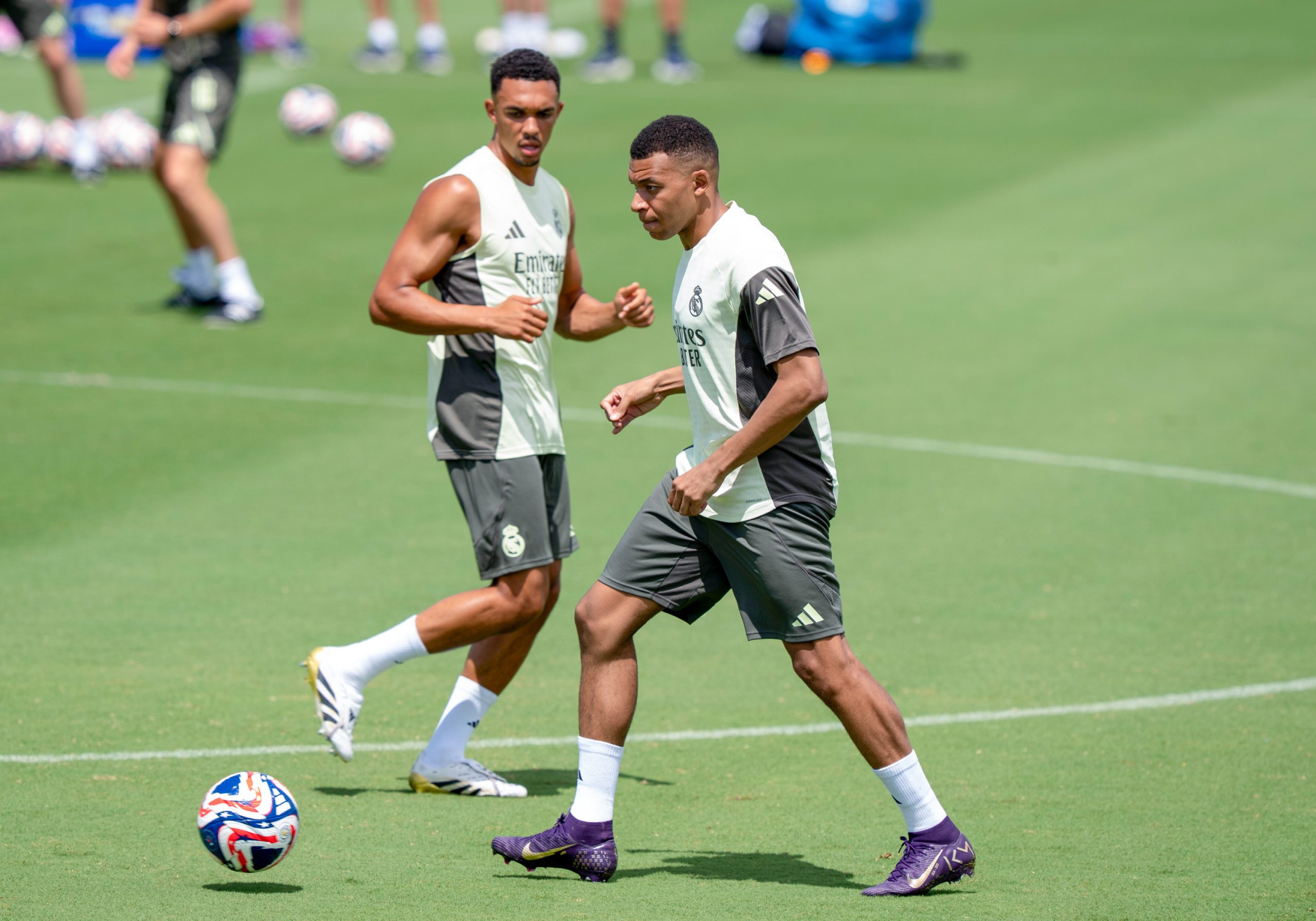 Kylian Mbappé lors d'un entraînement du Real Madrid.