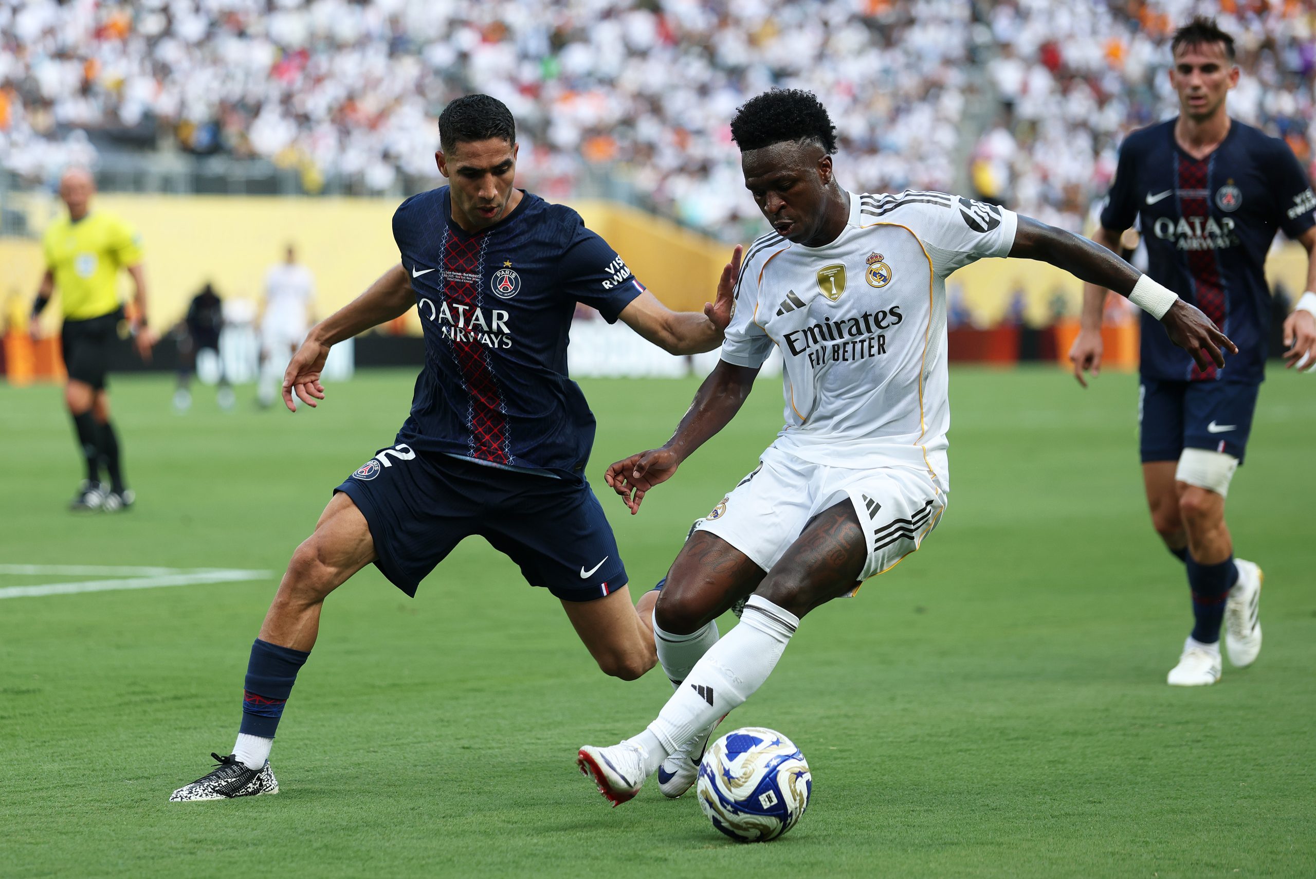 Vinicius Jr lors du match du Real Madrid contre le PSG au Mondial des Clubs.