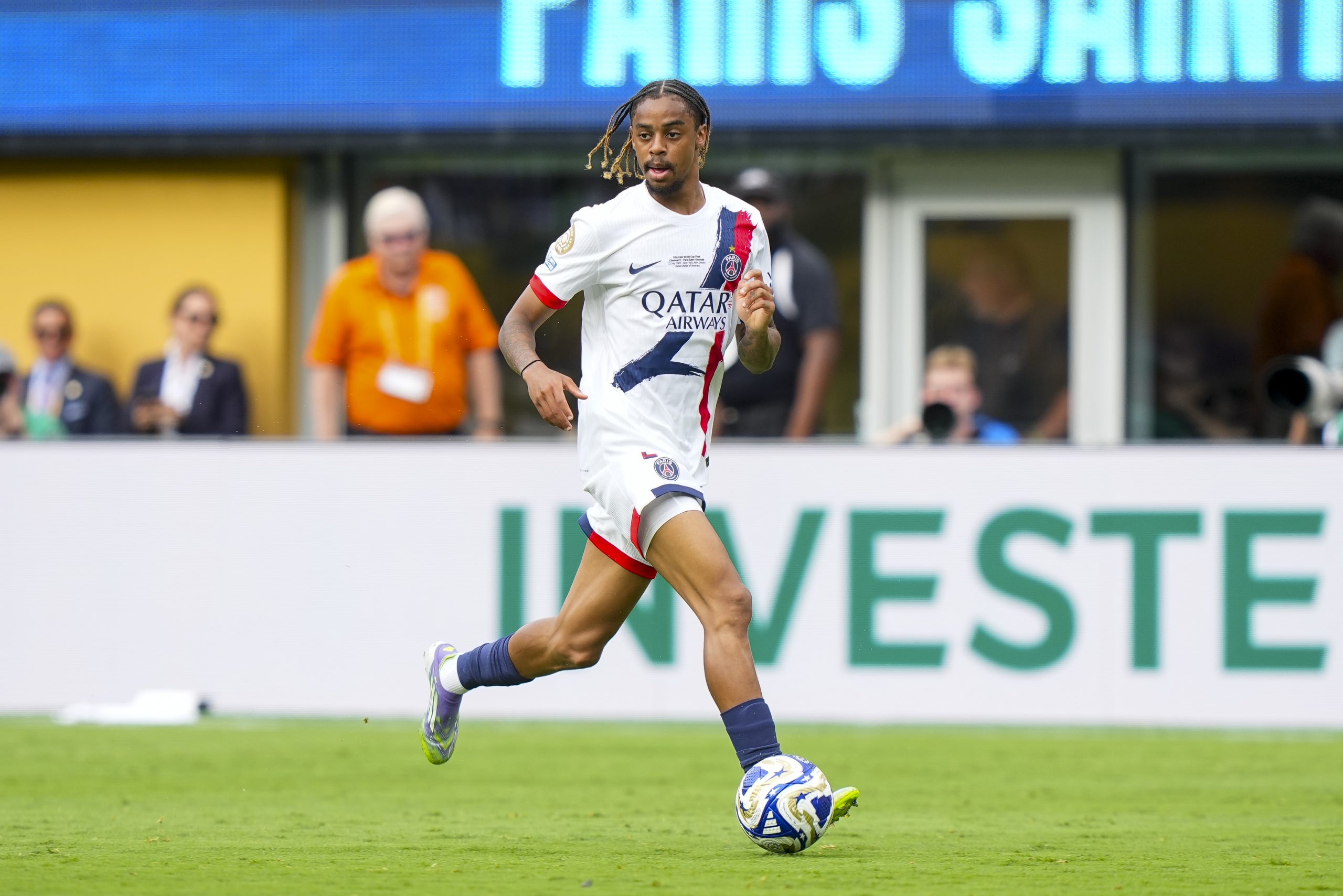 Bradley Barcola lors de la finale du Mondial des Clubs entre le PSG et Chelsea.