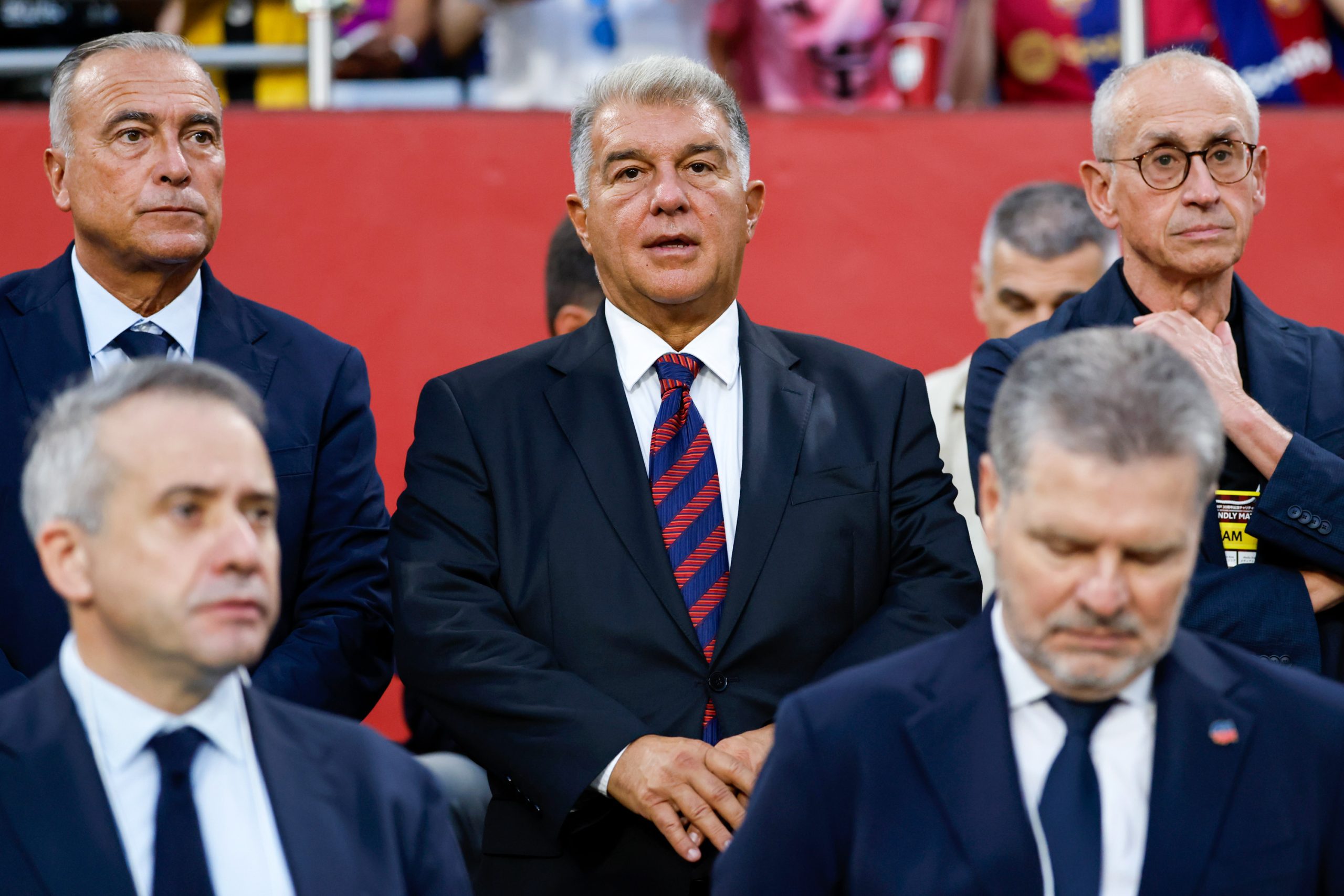 Le président du FC Barcelone, Joan Laporta, lors du match amical au Japon.