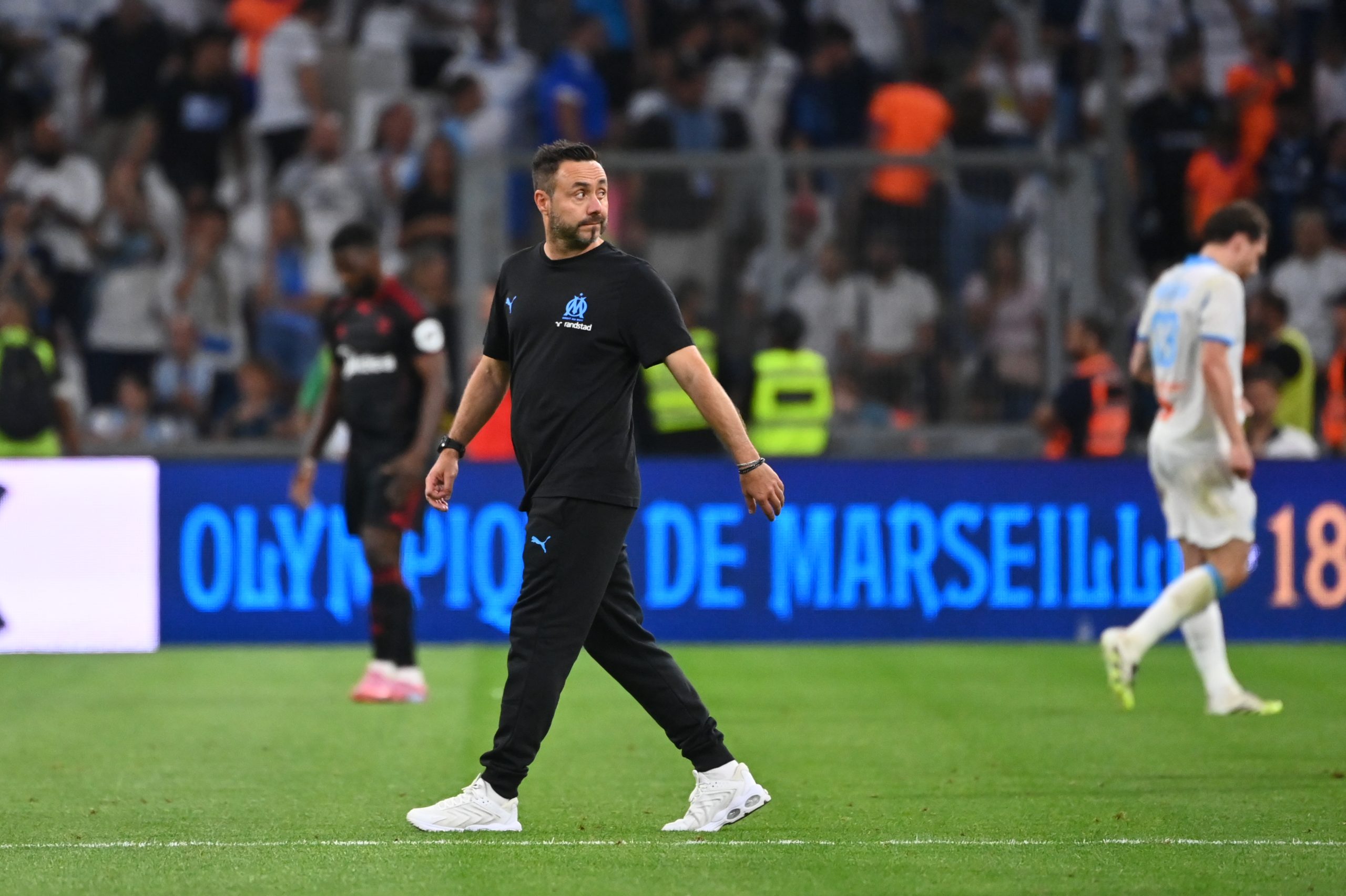 Roberto De Zerbi à la fin du match amical entre l'OM et le FC Séville.