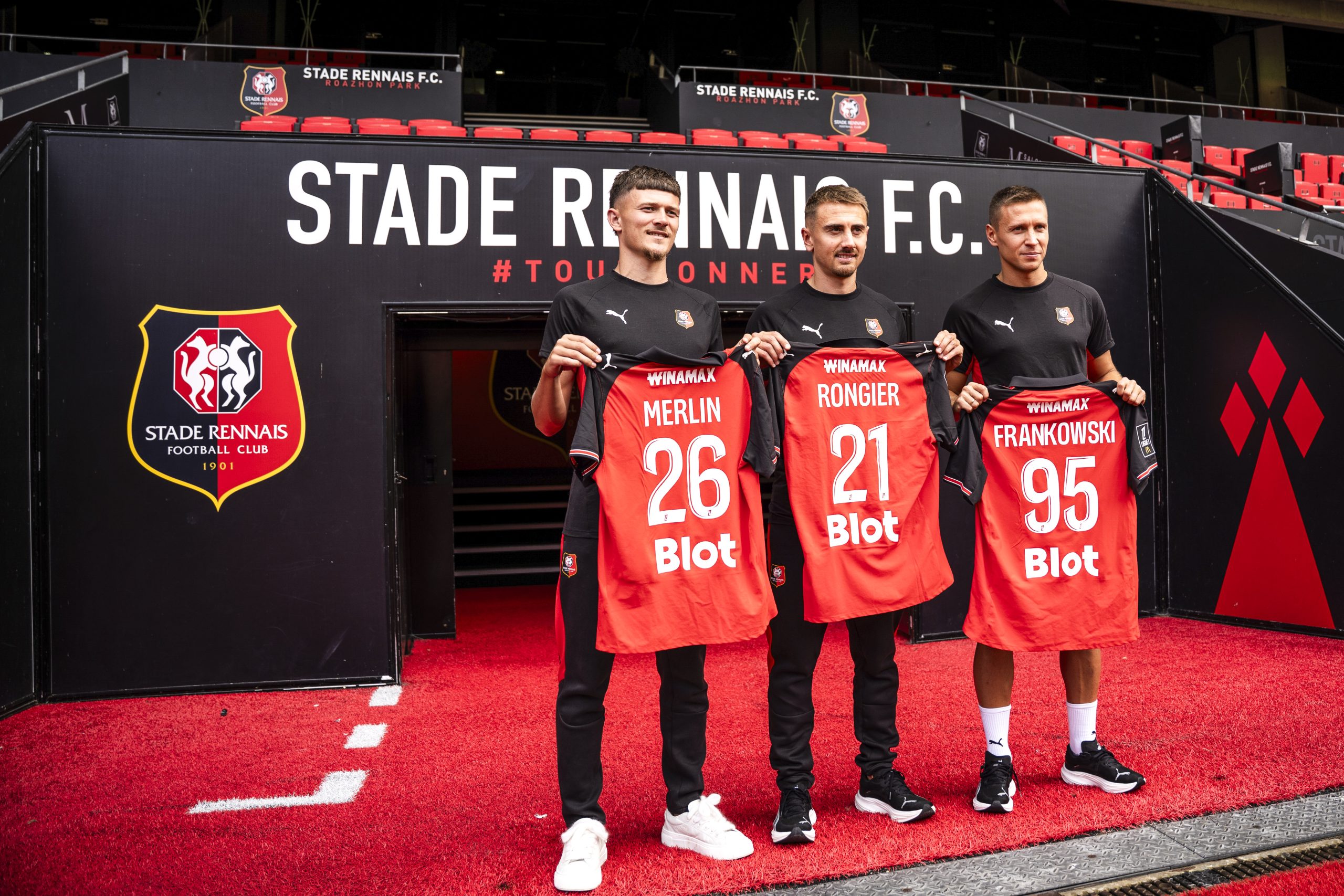 Quentin Merlin et Valentin Rongier le jour de leur présentation au Stade Rennais.