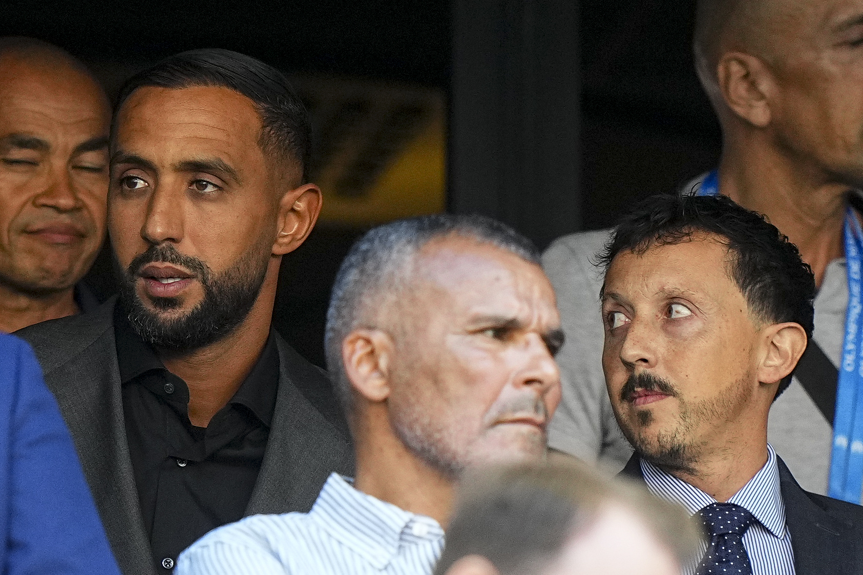 Le directeur sportif de l'OM, Medhi Benatia, et son président, Pablo Longoria.