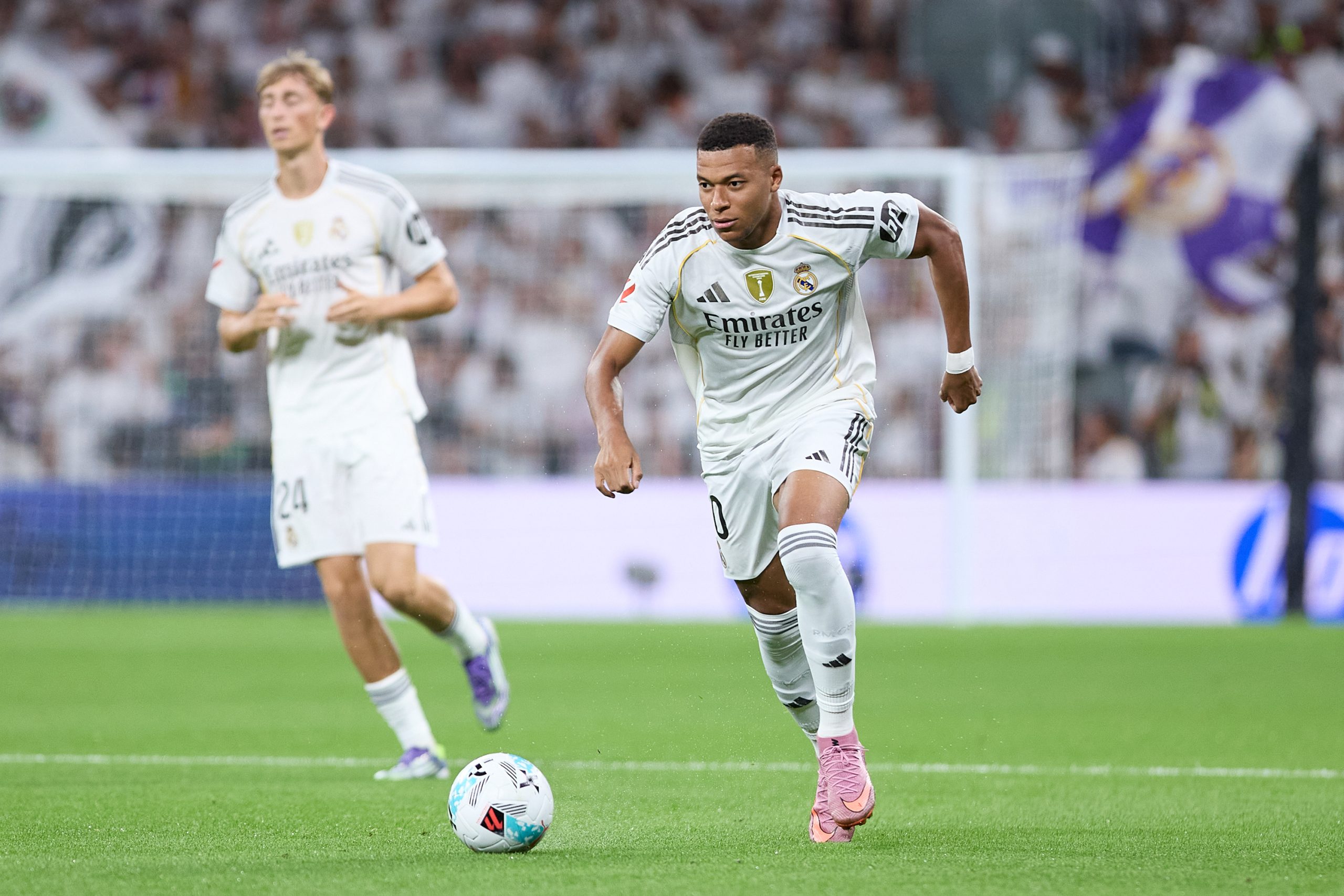 Kylian Mbappé en action avec le Real Madrid.
