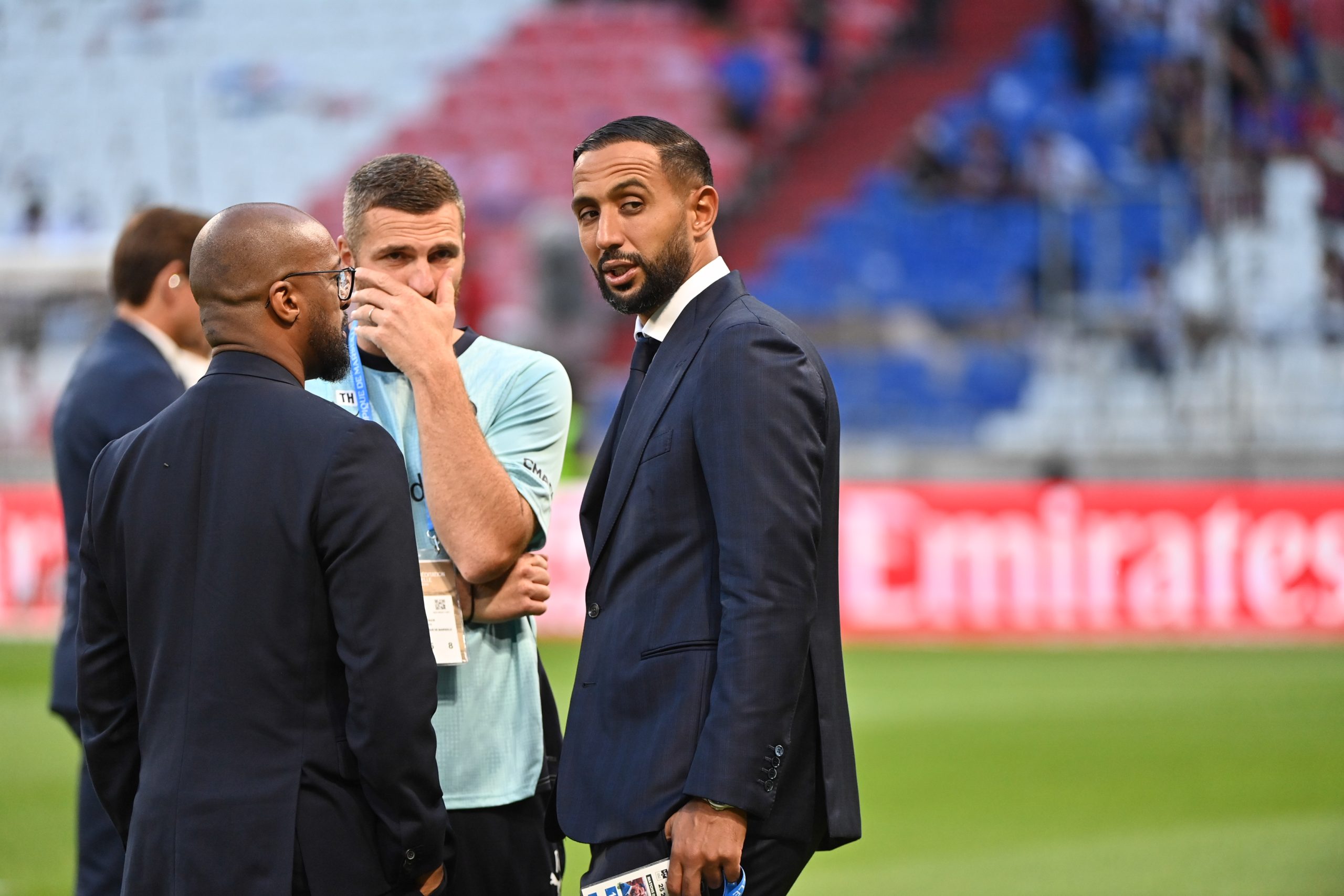 Le directeur sportif de l'OM, Medhi Benatia, avant le choc à Lyon en août.