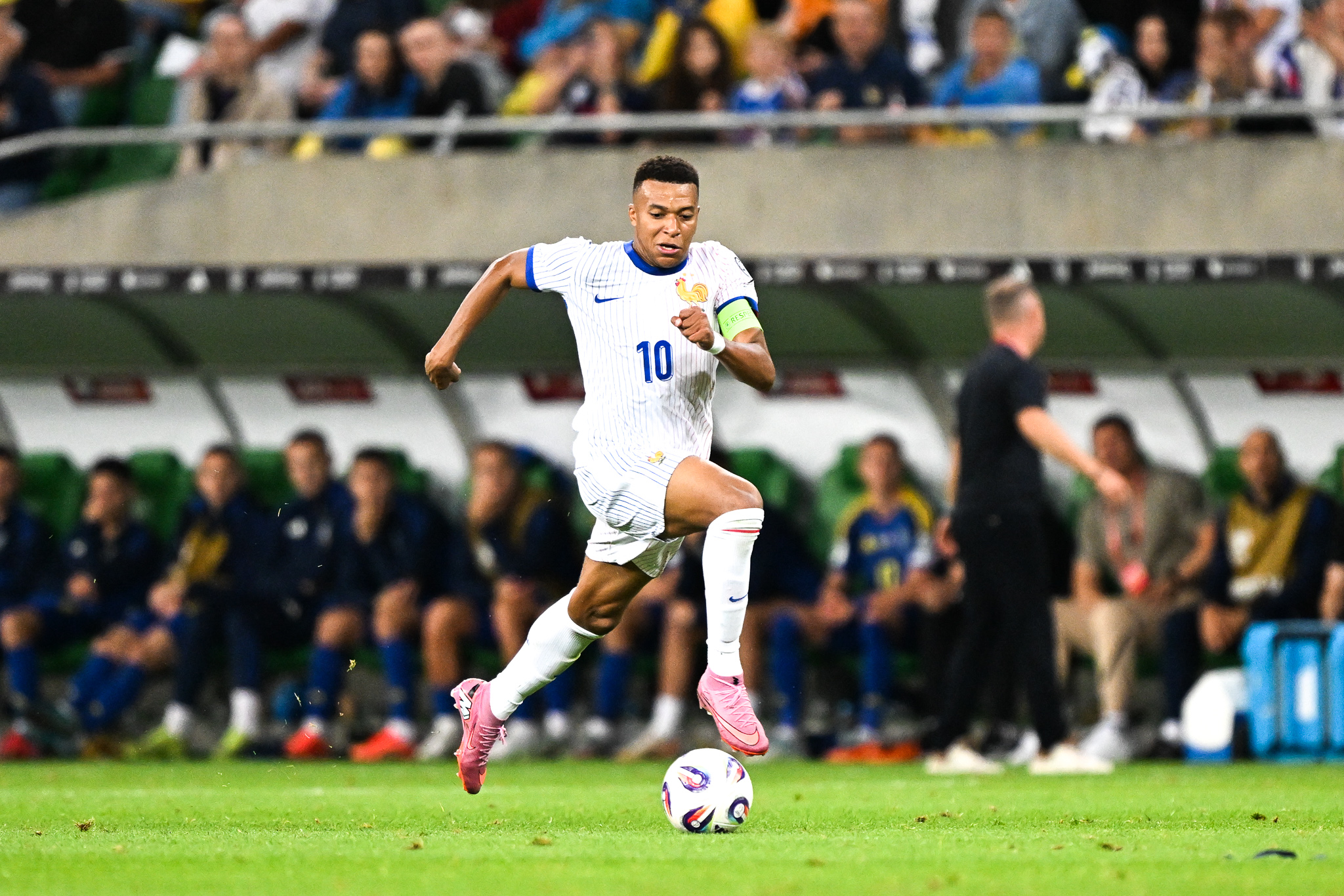 Kylian Mbappé en action lors d'Ukraine-France vendredi dernier.