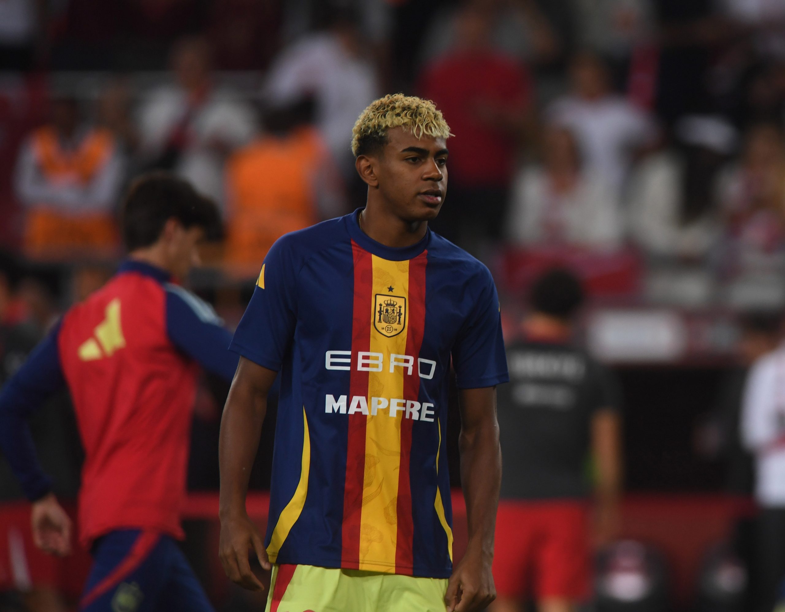 Lamine Yamal lors d'un match de la sélection espagnole.