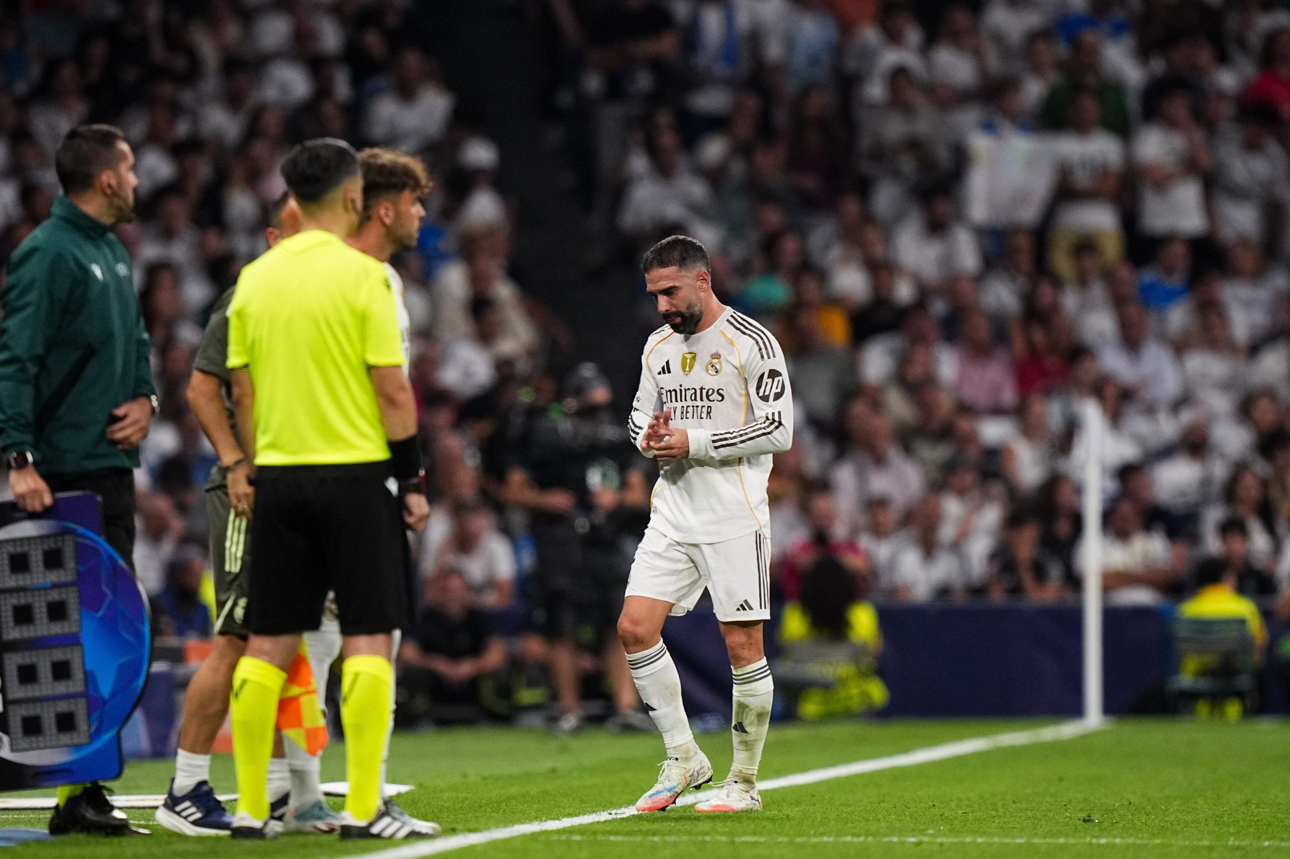 Dani Carvajal au moment de son expulsion, lors de Real Madrid-OM.