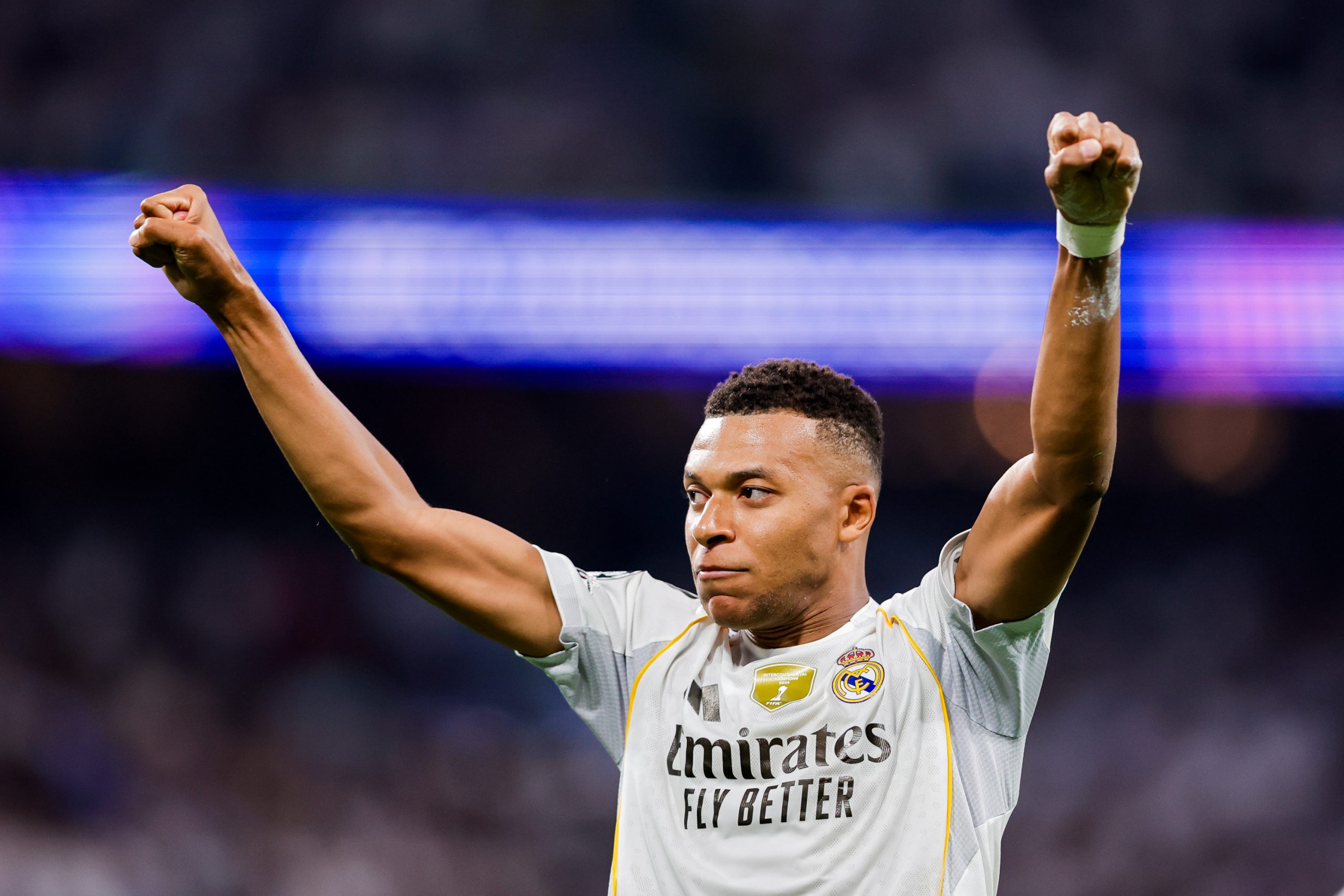 La joie de Kylian Mbappé après avoir inscrit un but avec le Real Madrid.