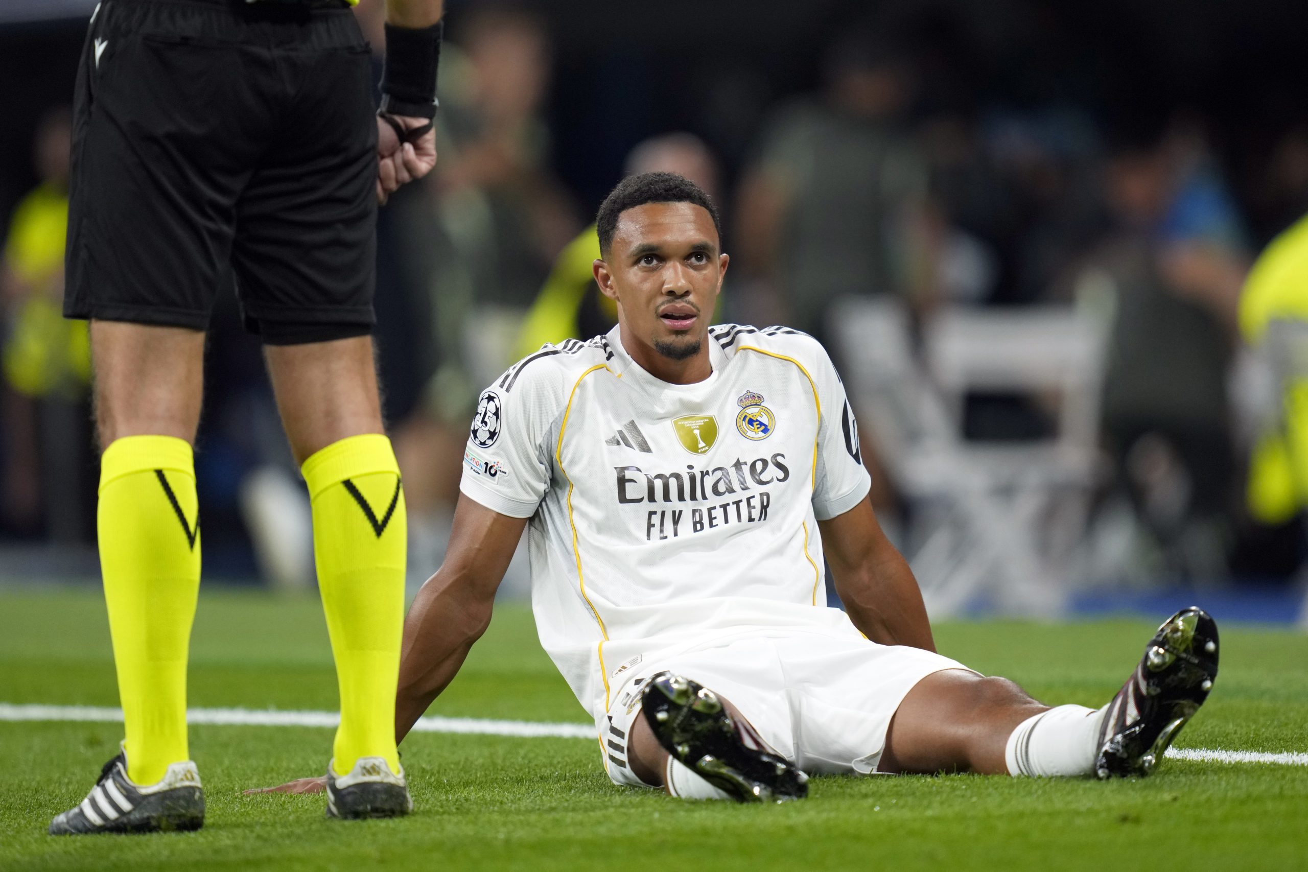 Trent Alexander-Arnold au moment de sa blessure, lors de Real Madrid-OM.