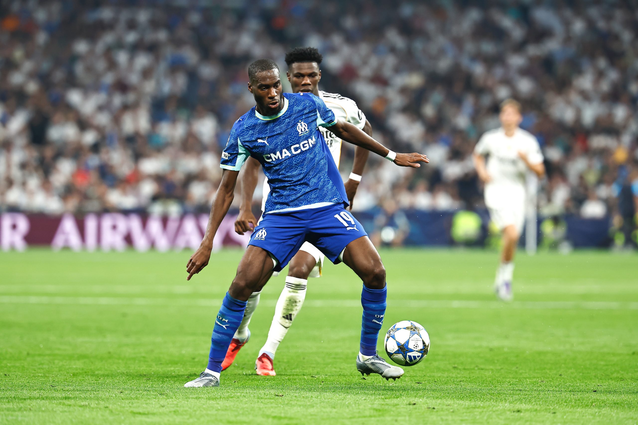 Geoffrey Kondogbia lors du match de l'OM sur la pelouse du Real Madrid.
