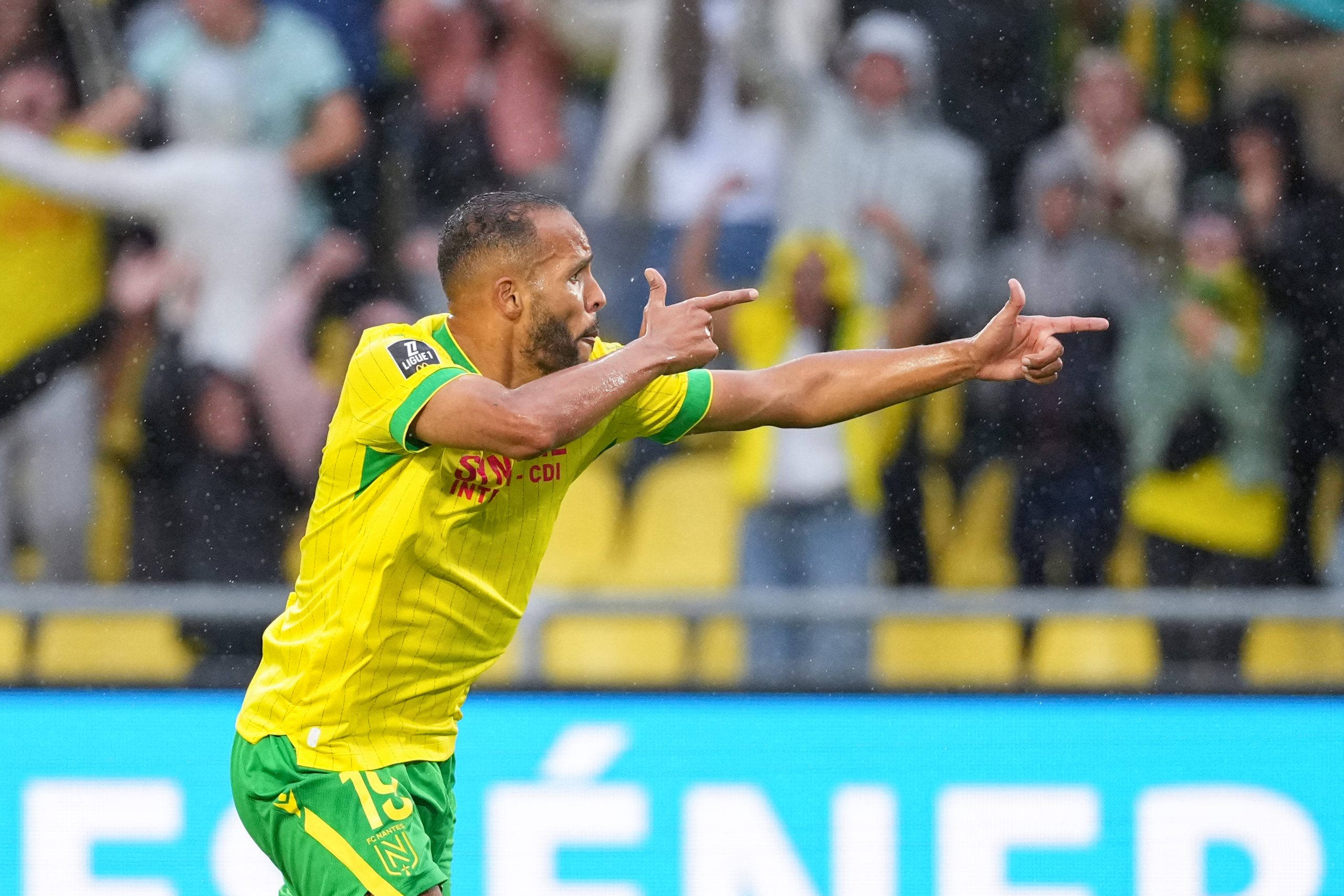 La joie de Youssef El-Arabi après son but lors de Nantes-Rennes.