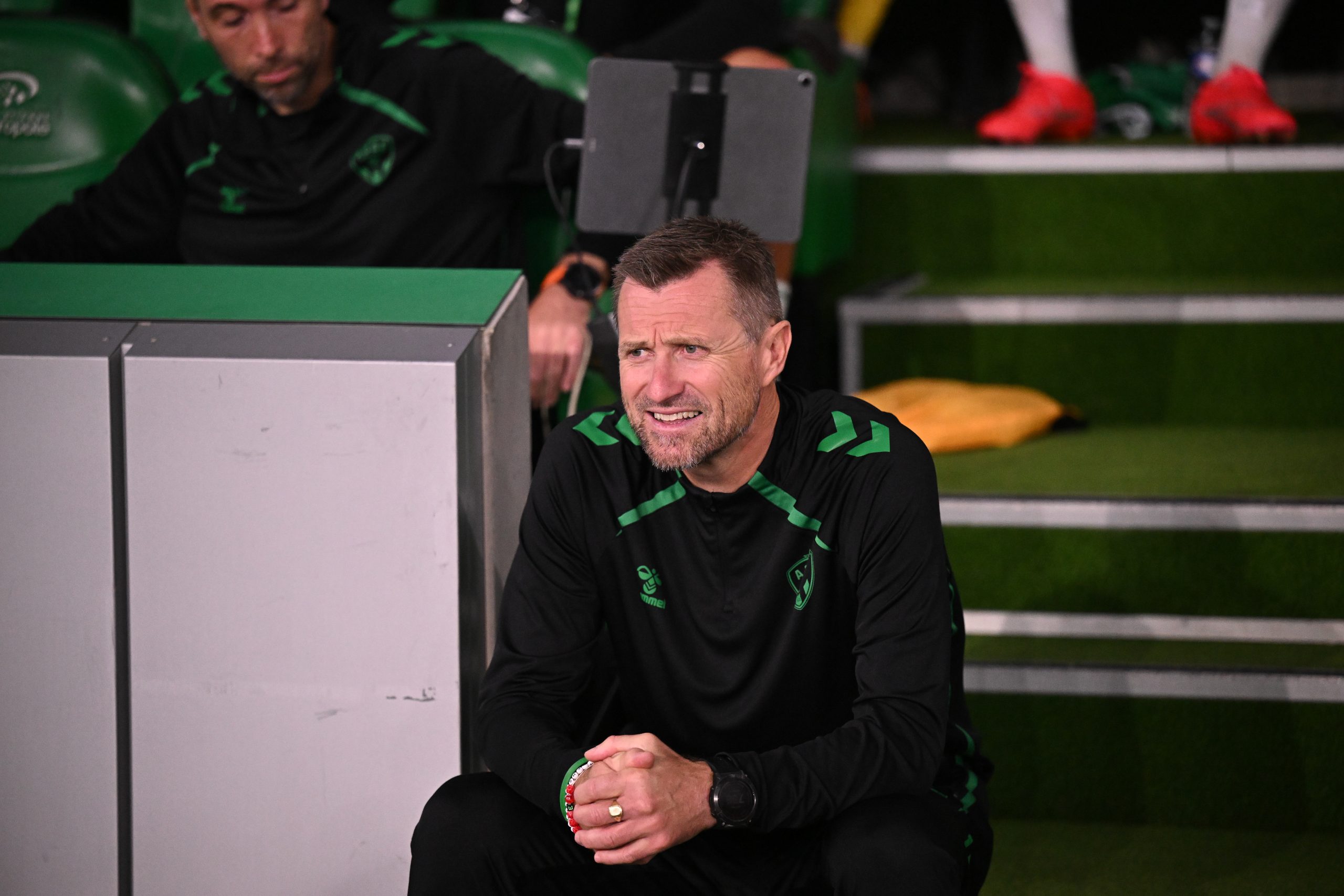 L'entraîneur de l'ASSE, Eirik Horneland, avant le match contre Reims.