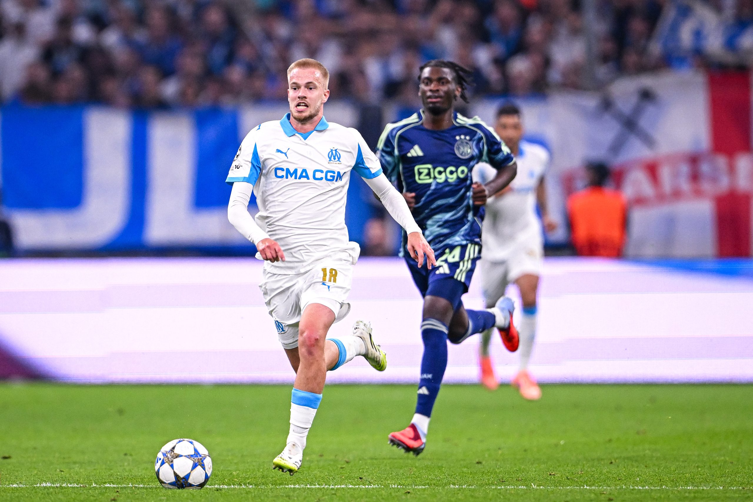 Arthur Vermeeren en action lors d'OM-Ajax mardi.