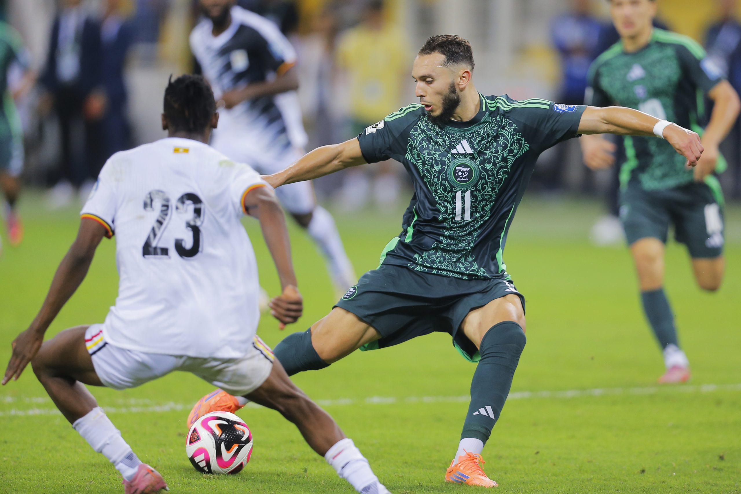 Amine Gouiri lors du match entre l'Algérie et l'Ouganda.