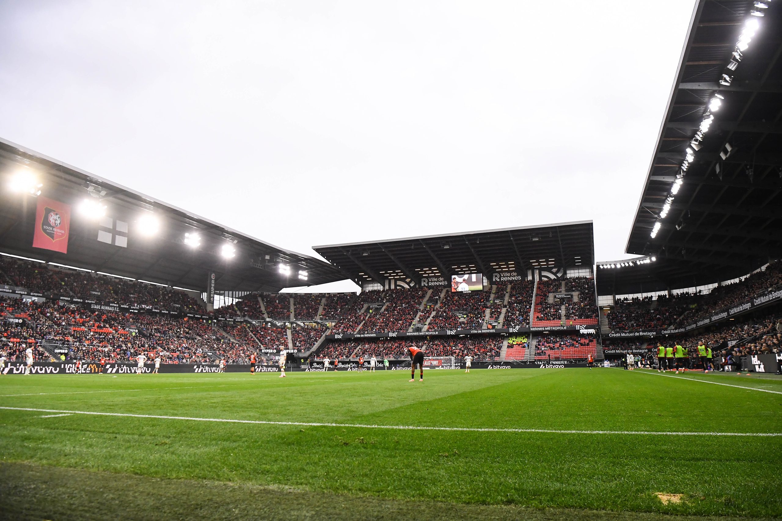 Vue du Roazhon Park lors du match entre le Stade Rennais et le RC Strasbourg.