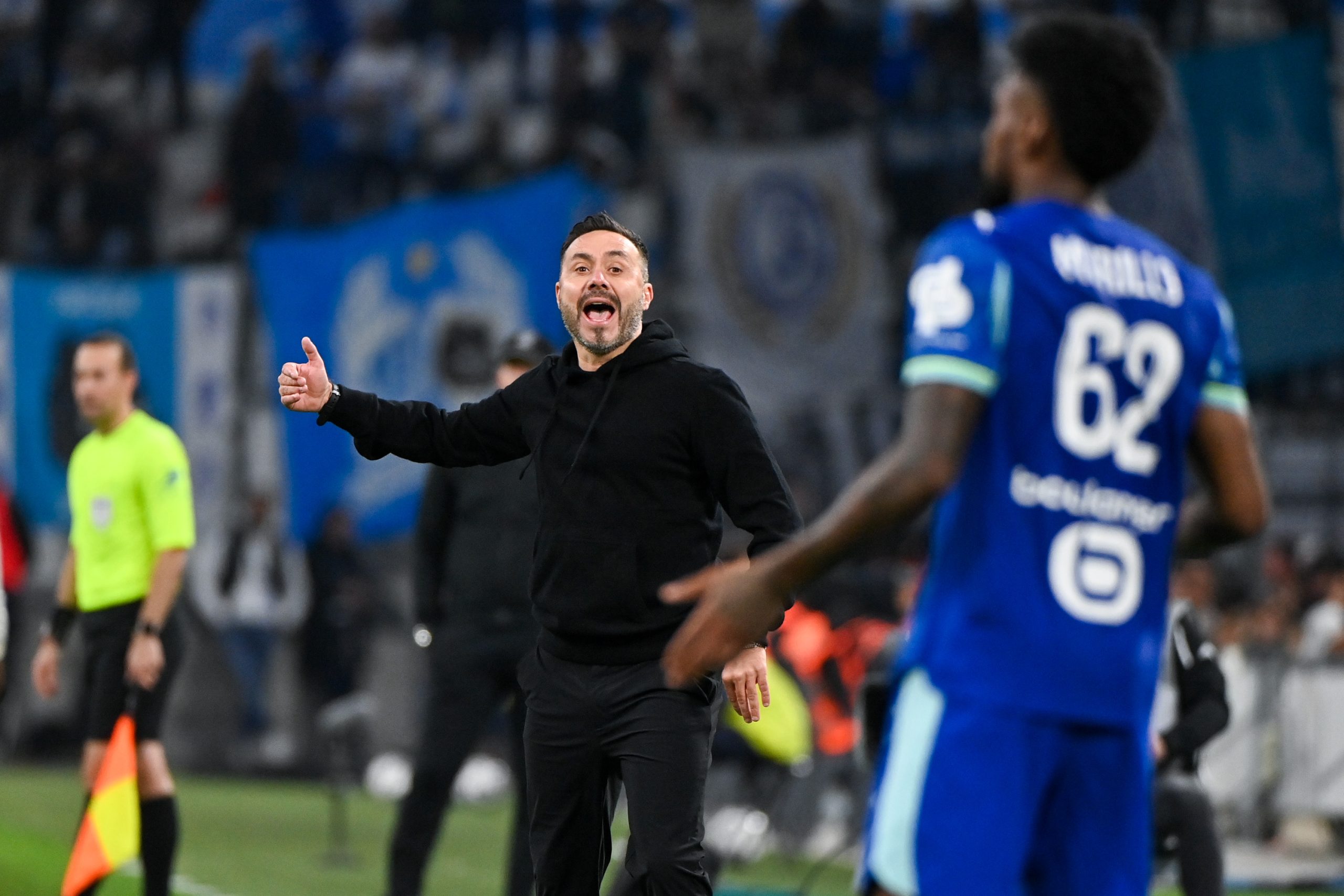 Roberto De Zerbi lors de la victoire de l'OM sur le Stade Brestois.