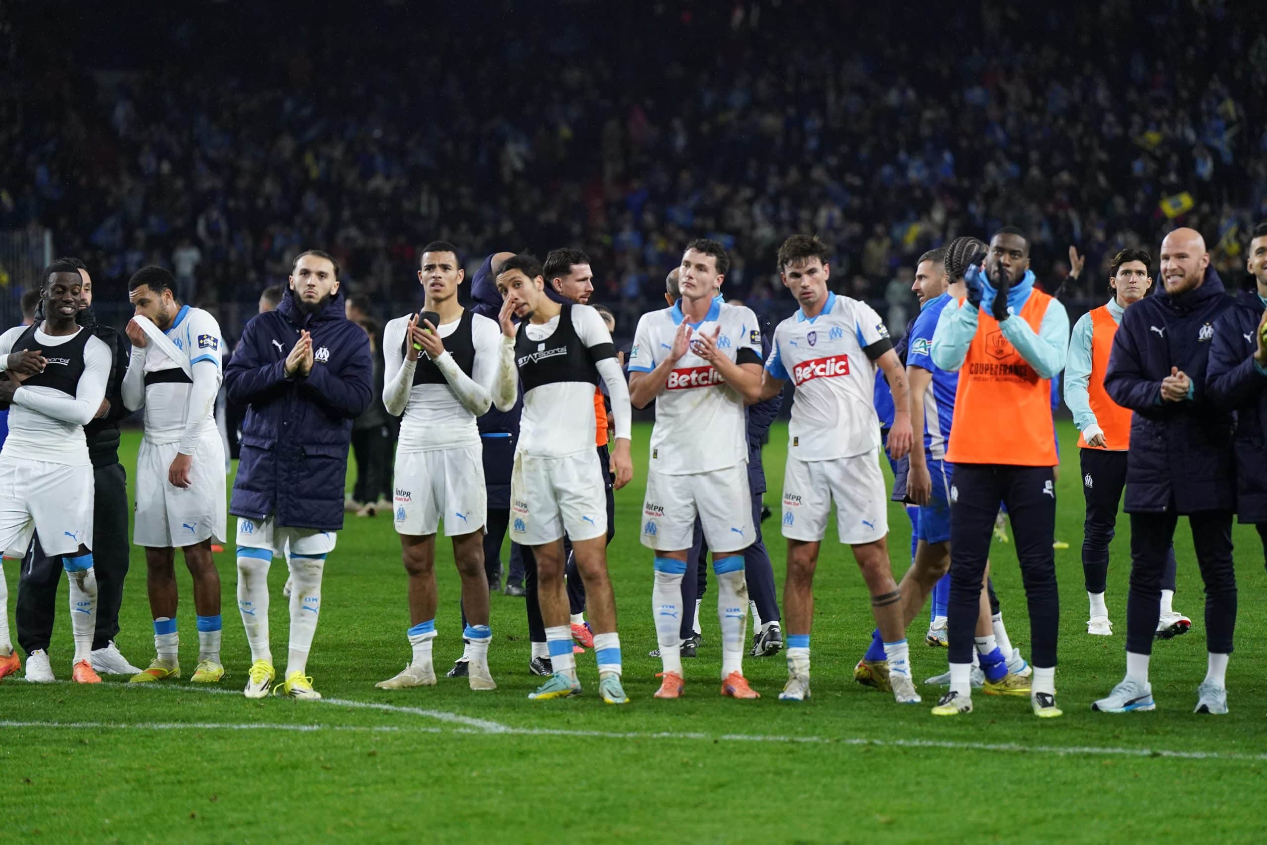 La joie des Marseillais après leur victoire à d'Ornano face à Bayeux.