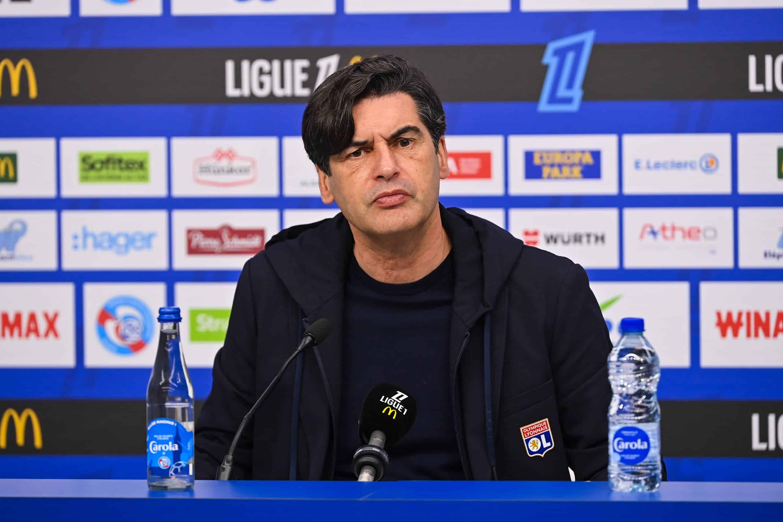 L'entraîneur de l'OL, Paulo Fonseca, en conférence de presse après la défaite à Strasbourg.