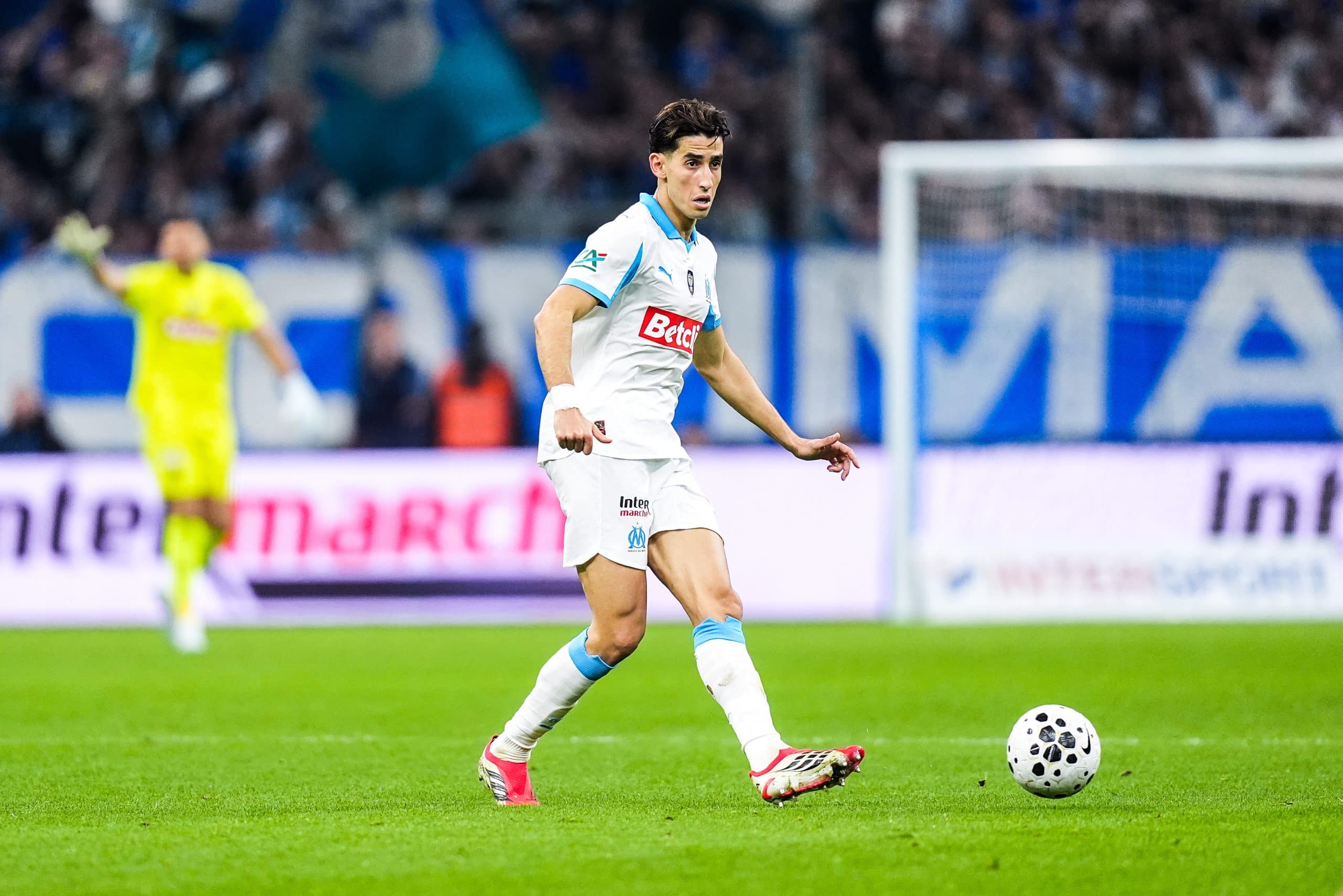 Nayef Aguerd lors du match de Coupe de France entre l'OM et le TFC.