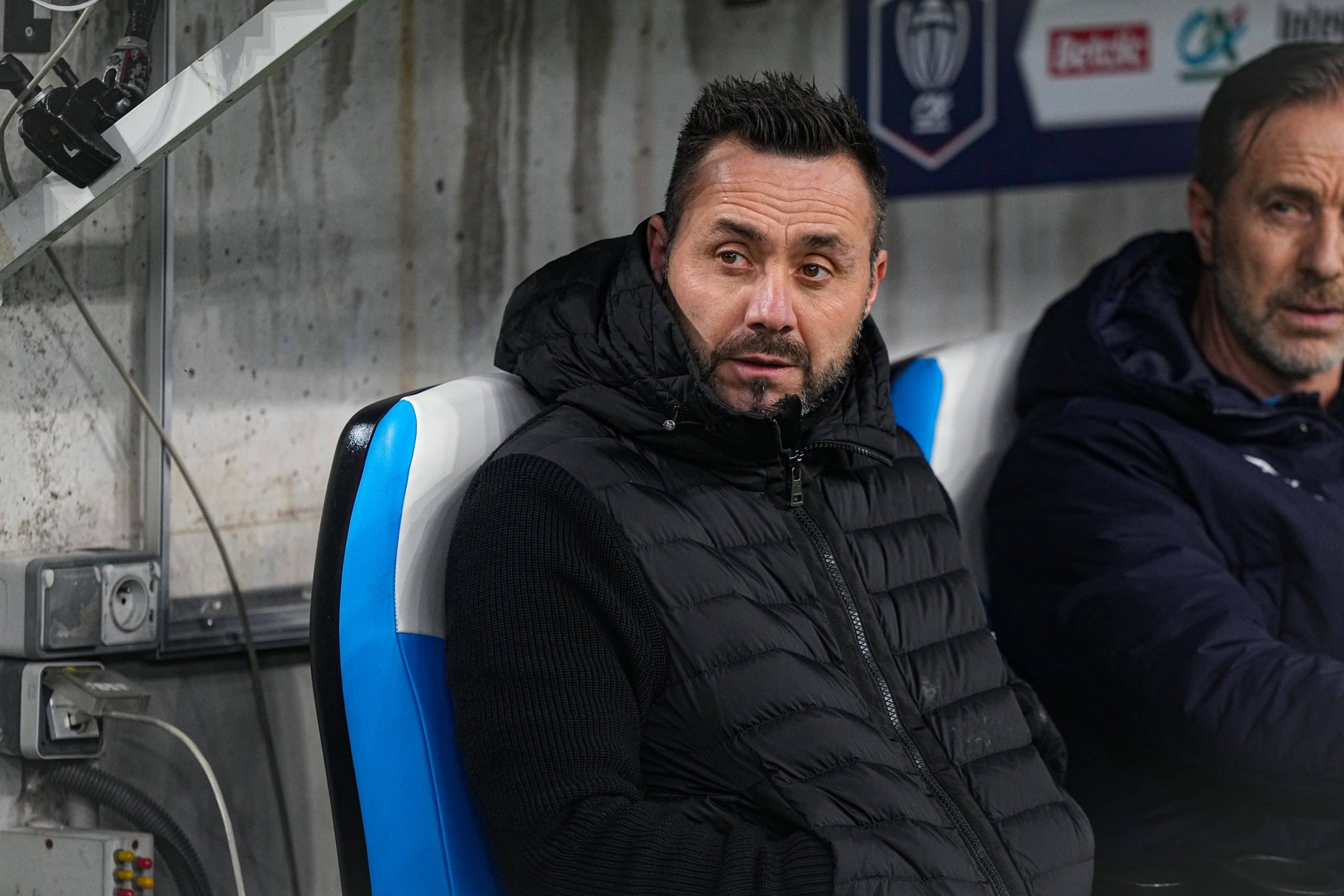 L'entraîneur de l'OM, Roberto De Zerbi, lors du match de Coupe de France contre Rennes.