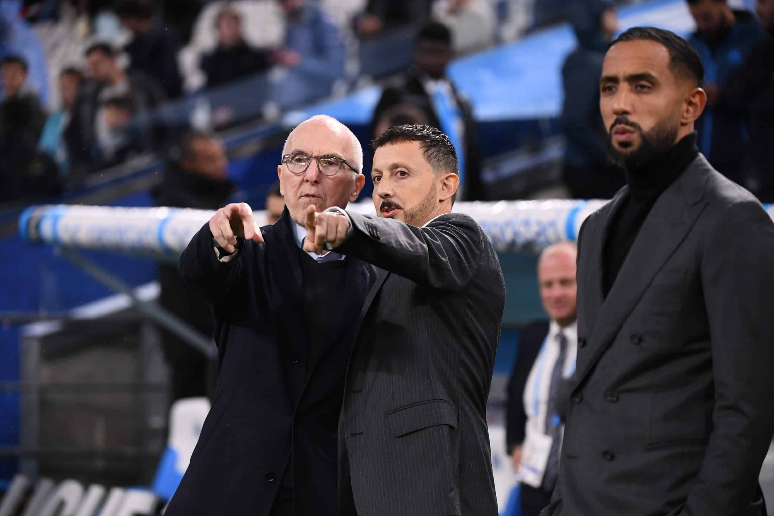 Frank McCourt et Pablo Longoria lors du match OM-Angers.