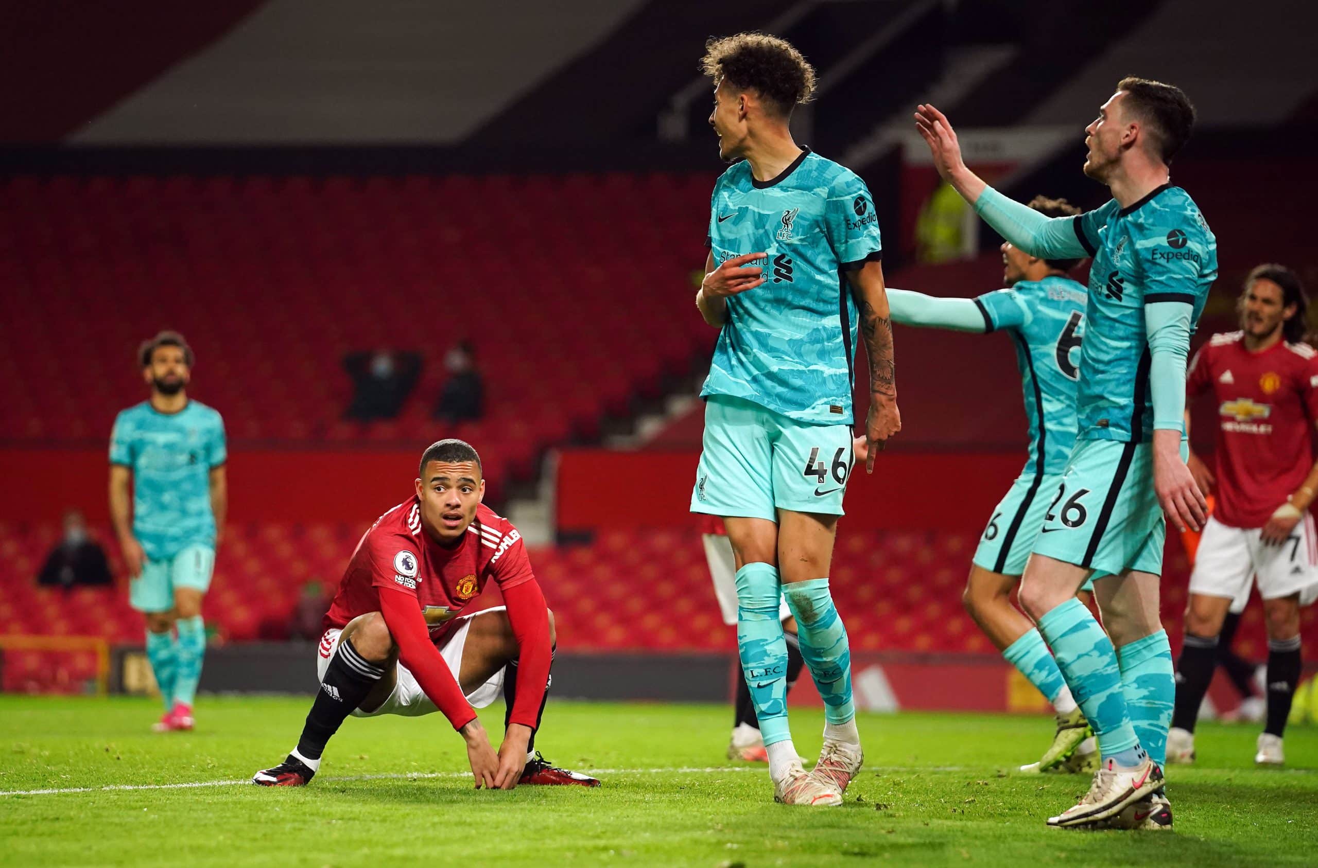 Mason Greenwood lors de MU-Liverpool en Premier League en 2020-21.