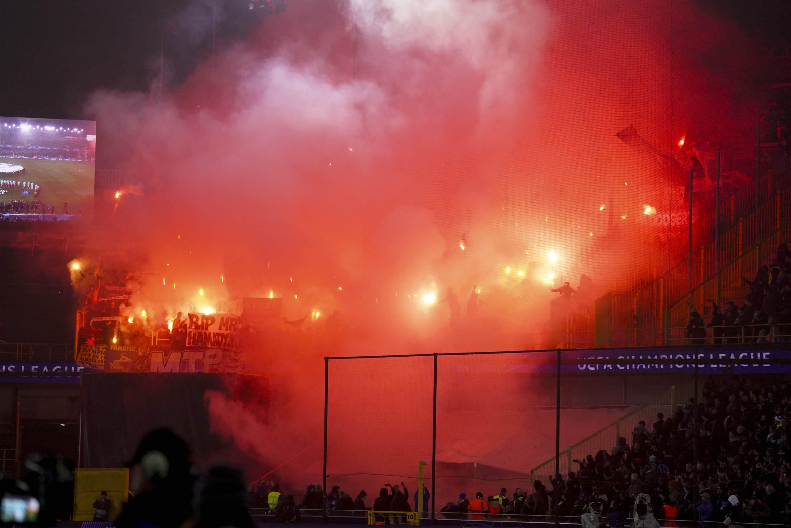 Les supporters de l'OM lors du match à Bruges.