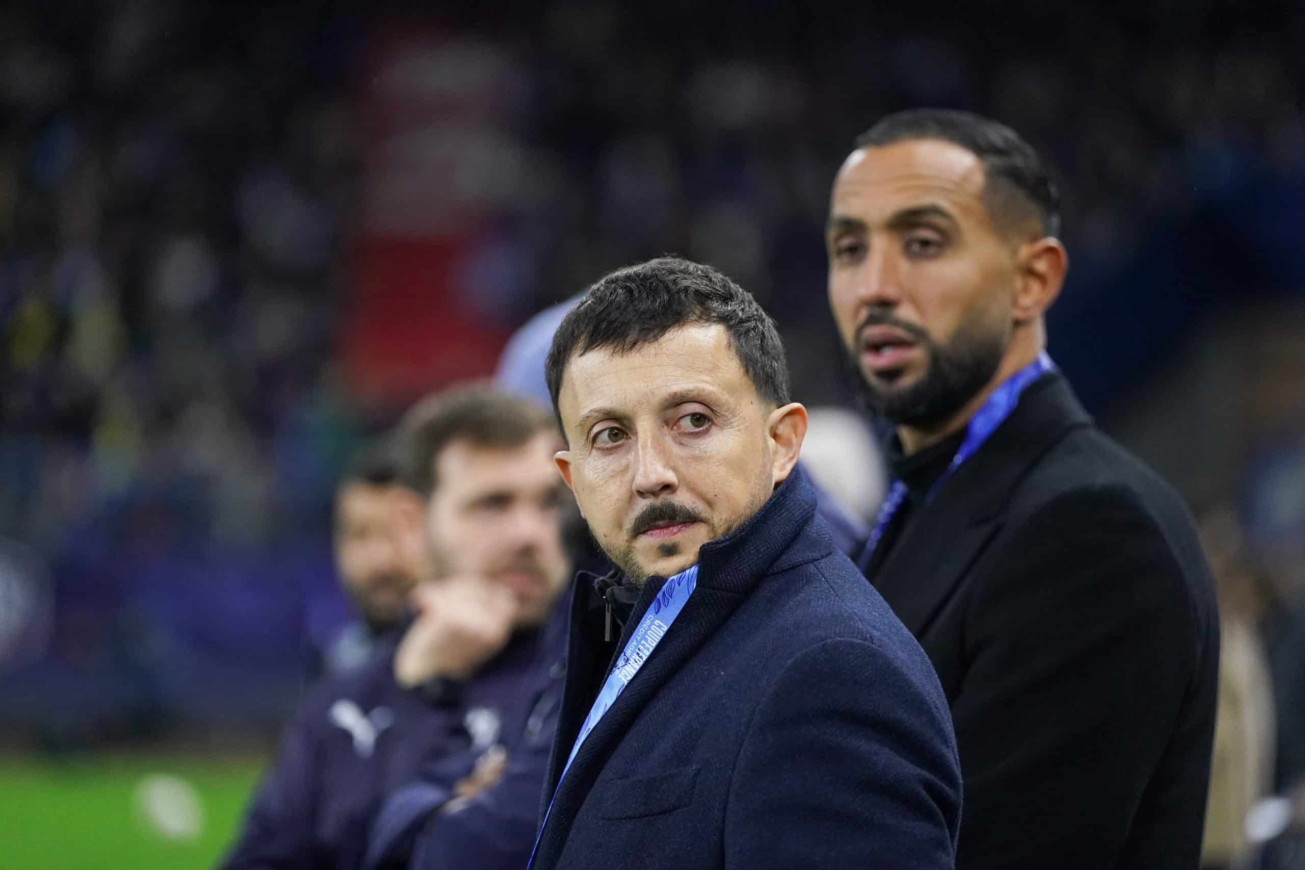 Pablo Longoria et Medhi Benatia lors du match de l'OM contre Bayeux.