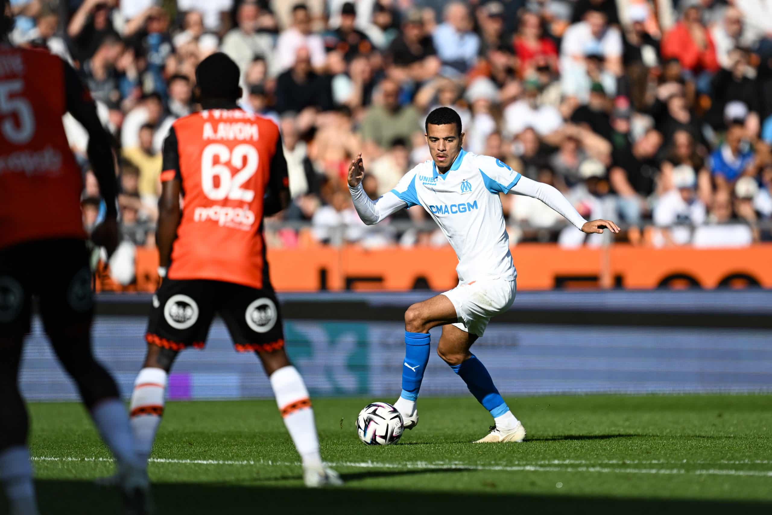 Mason Greenwood en action lors du match à Lorient.