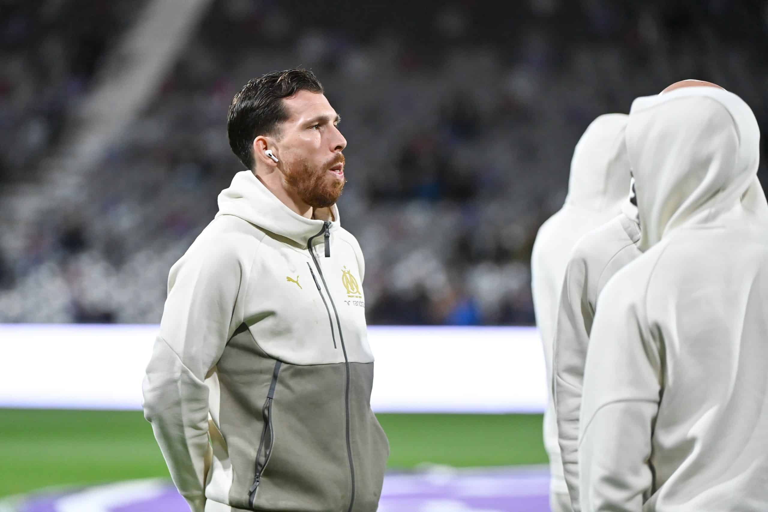 Pierre-Emile Hojbjerg avant le match de l'OM à Toulouse.