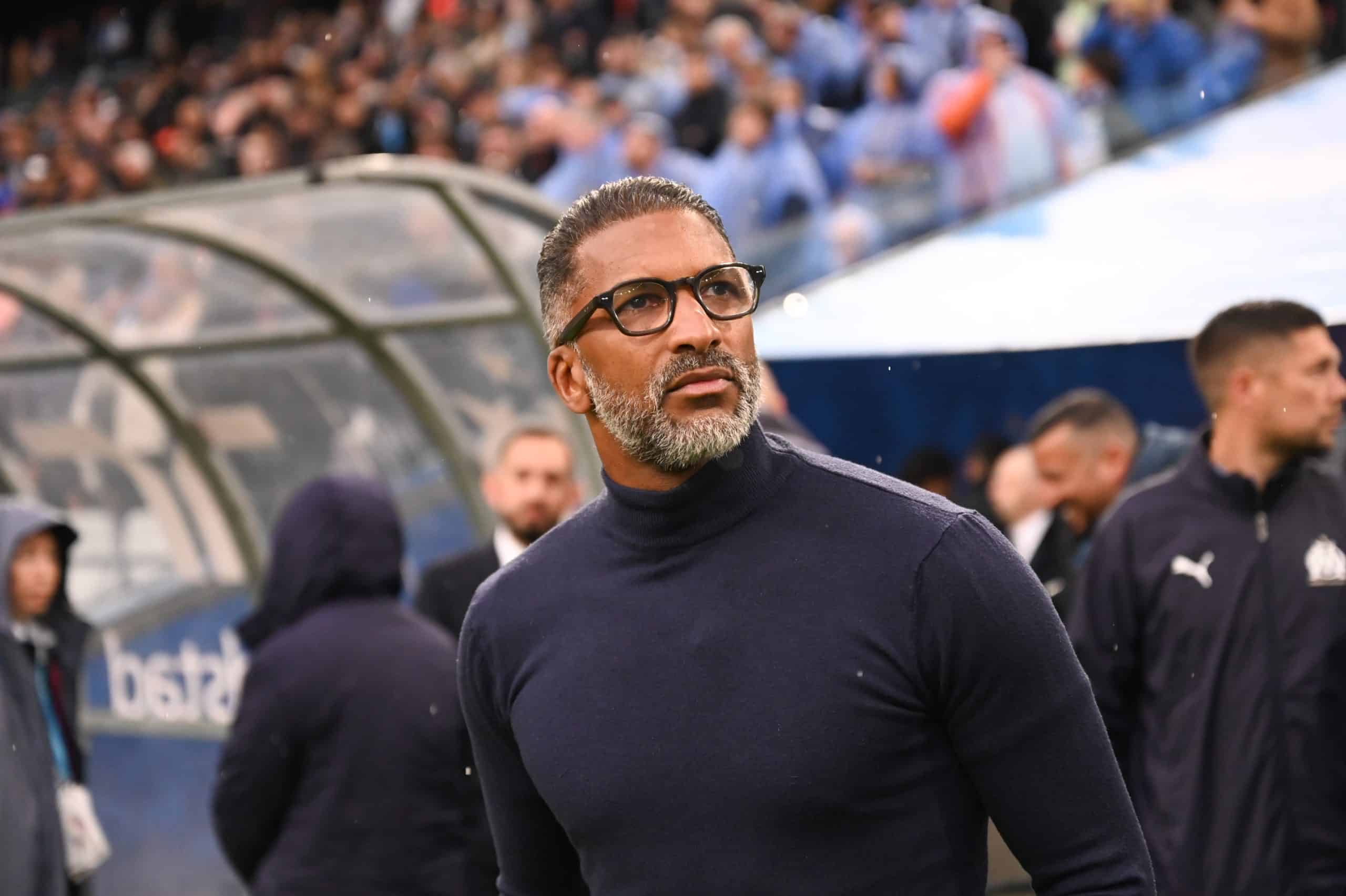 L'entraîneur de l'OM, Habib Beye, lors du match contre le LOSC.