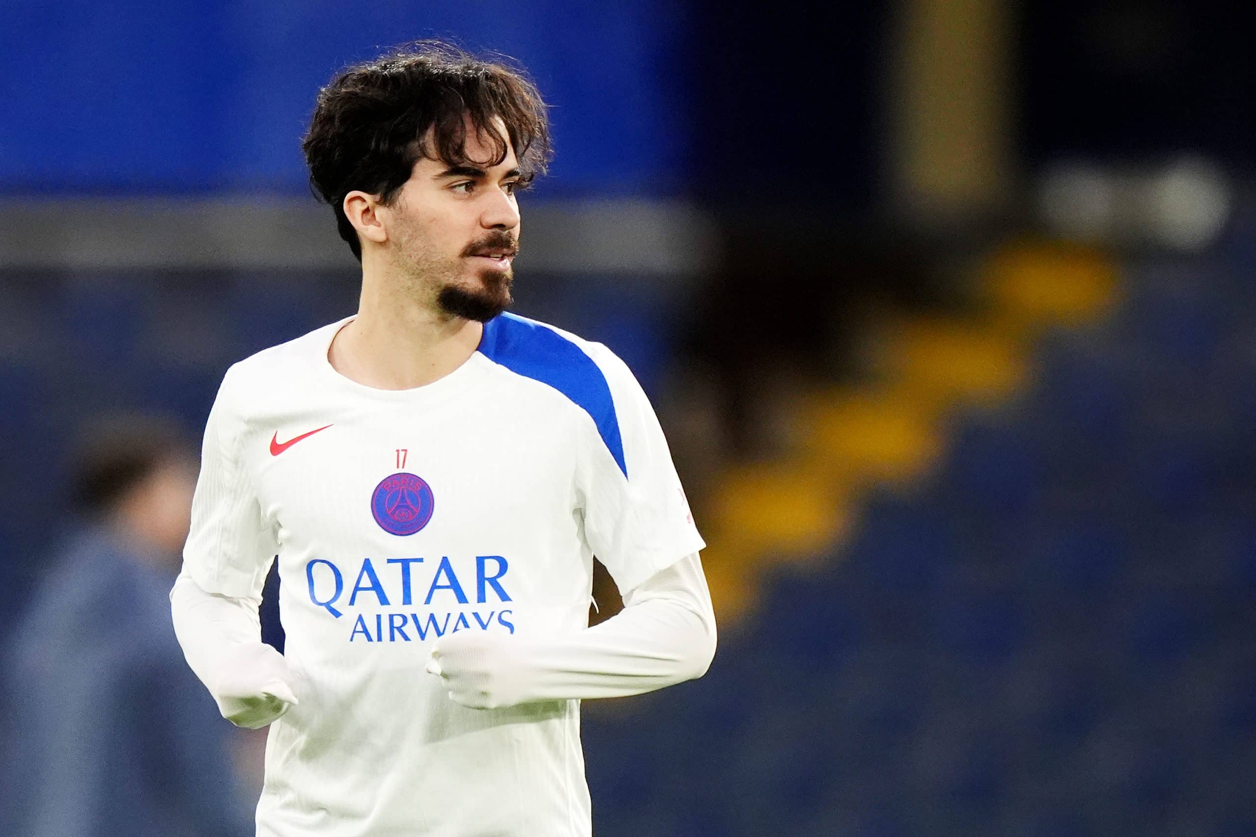 Vitinha lors de l'entraînement du PSG avant son match contre Chelsea.