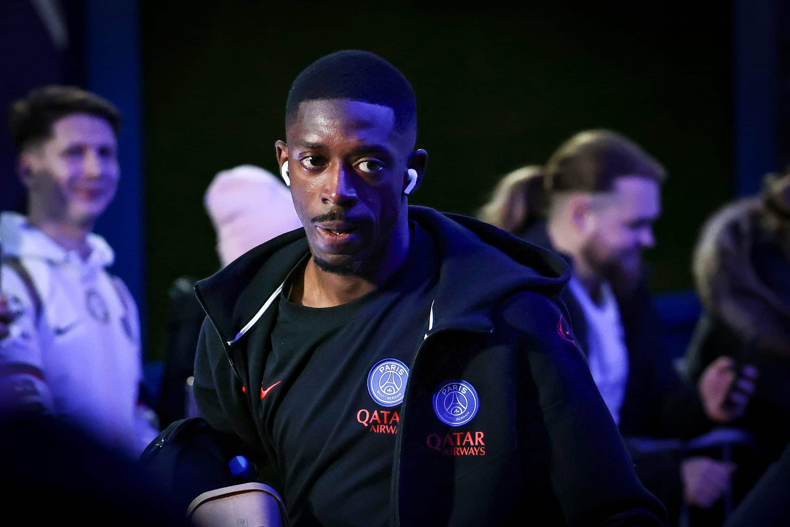 Ousmane Dembélé au moment de son arrivée à Stamford Bridge.