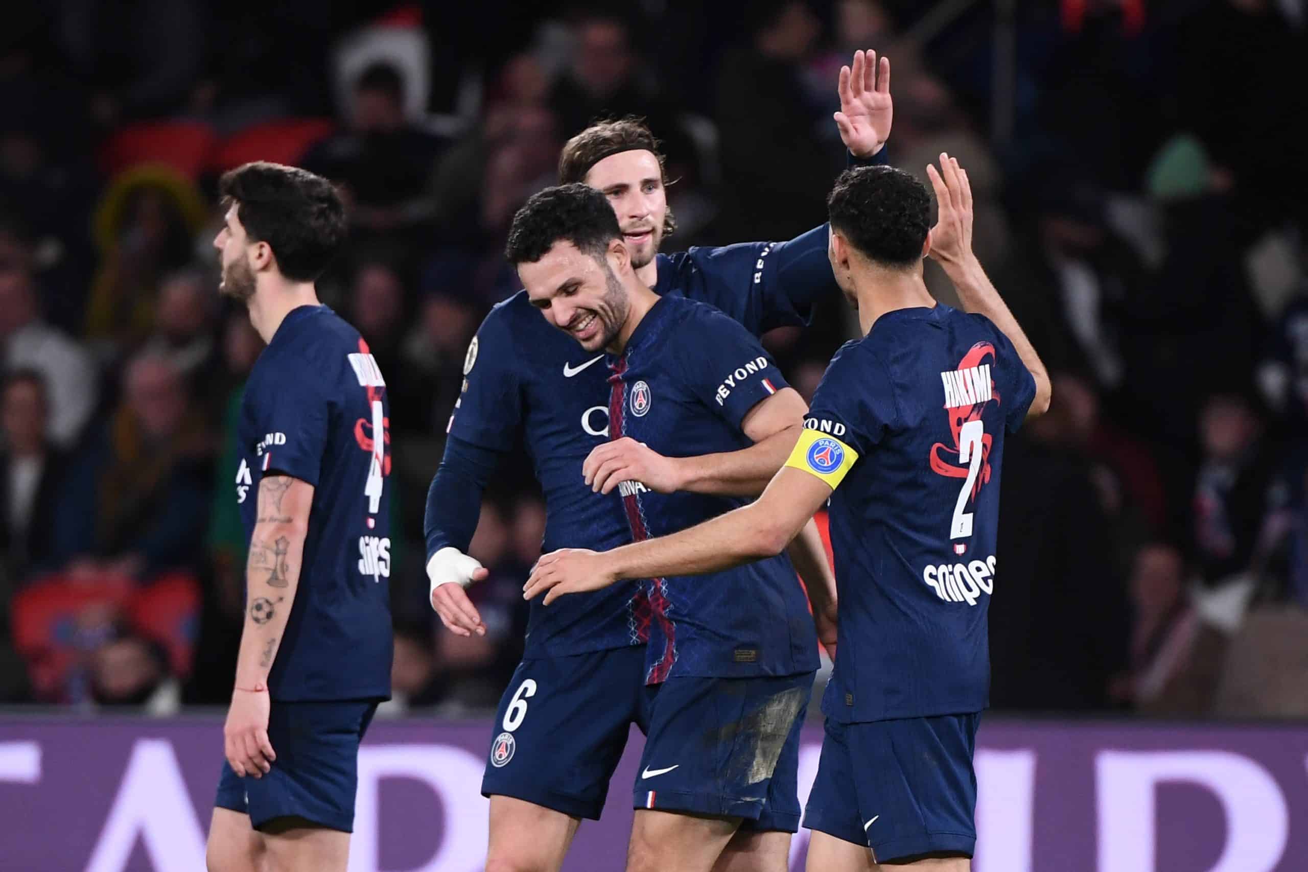 La joie des Parisiens après le troisième but contre Metz.