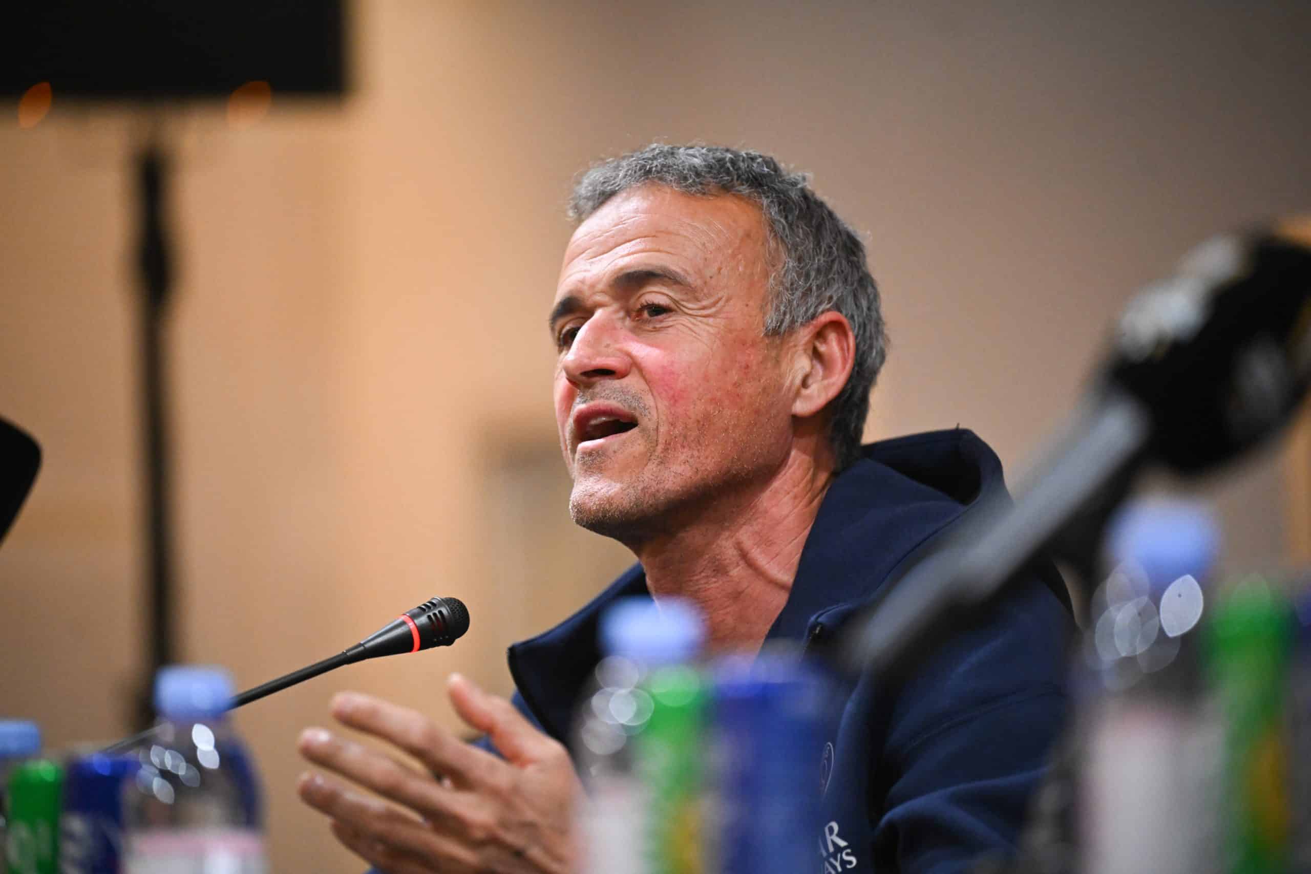 L'entraîneur du PSG, Luis Enrique, lors d'une conférence de presse.