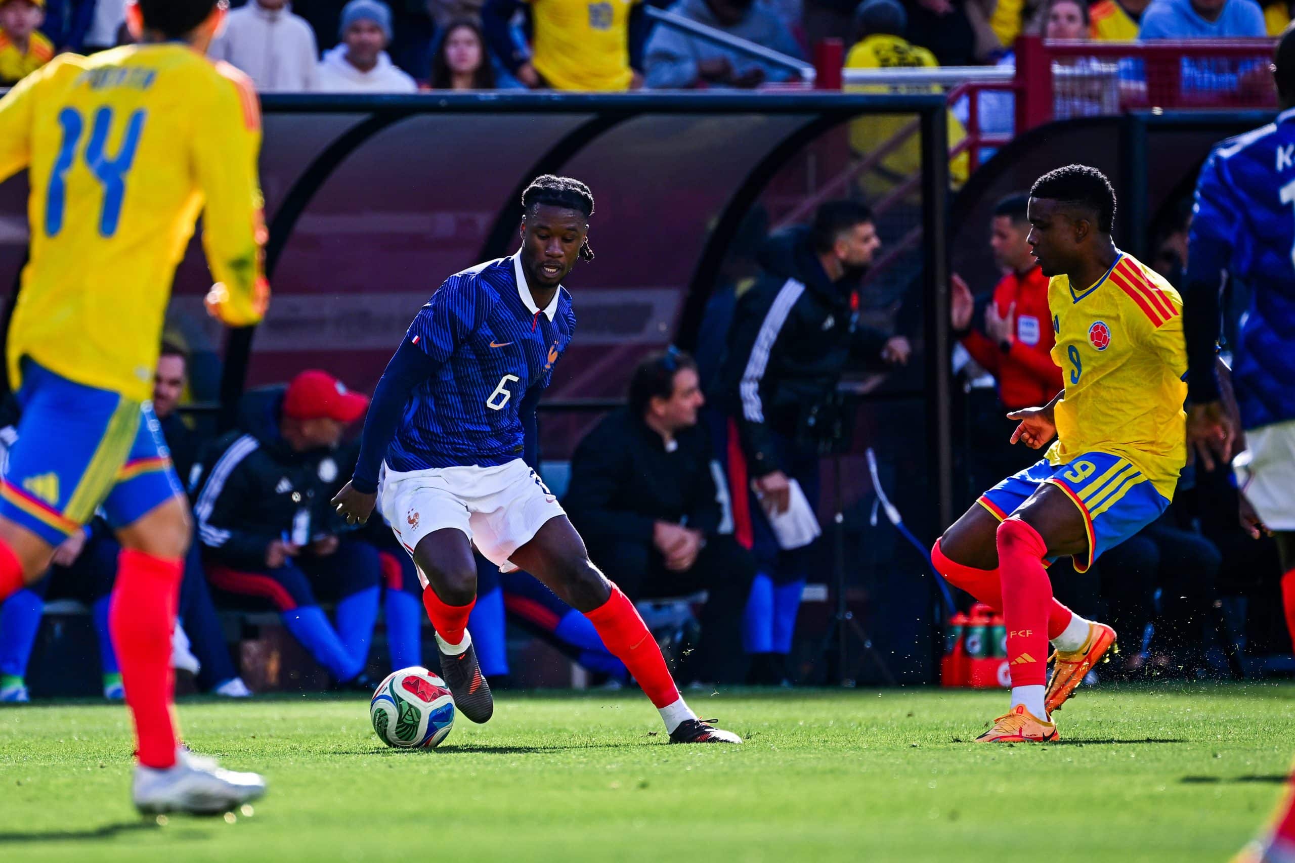 Eduardo Camavinga en action lors de France-Colombie en amical.
