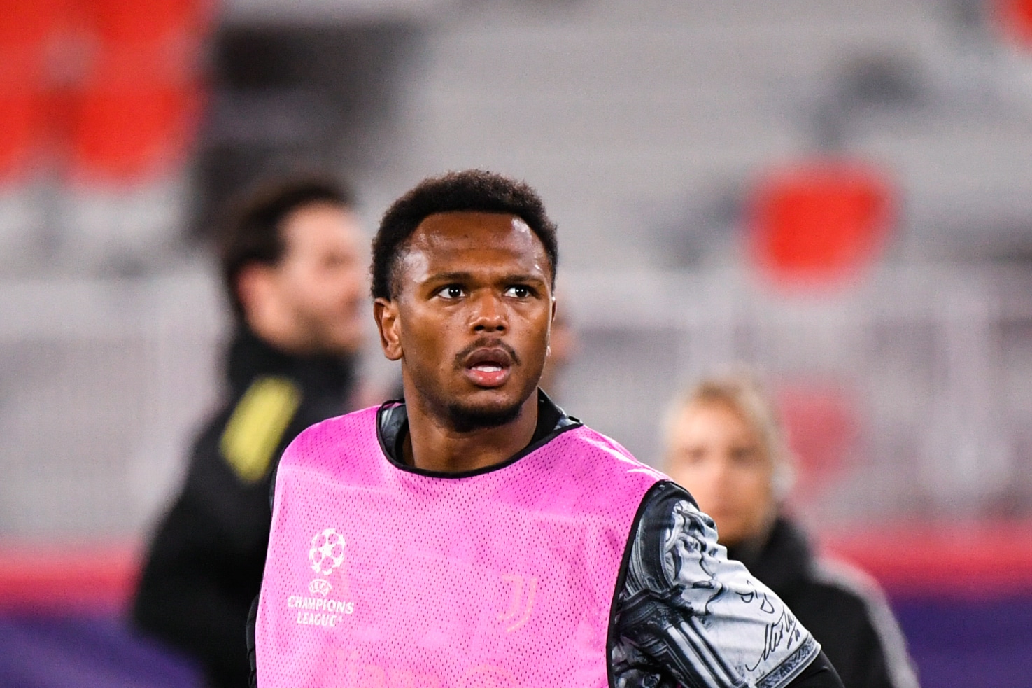 Loïs Openda lors d'un échauffement avec la Juventus Turin.