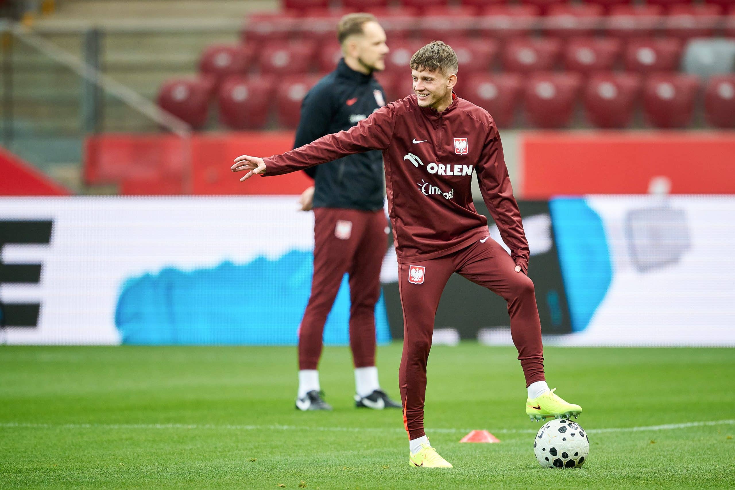 Sebastian Szymanski lors d'un entraînement de la sélection polonaise.